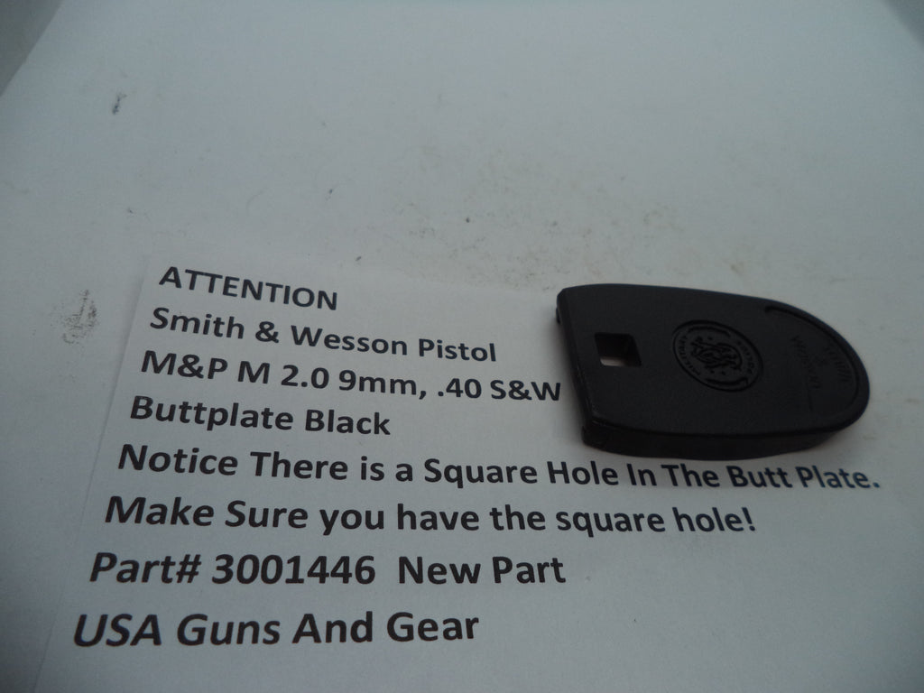 Smith & Wesson M&P 9/40 Magazine Buttplate Black Square Hole | OEM 3001446