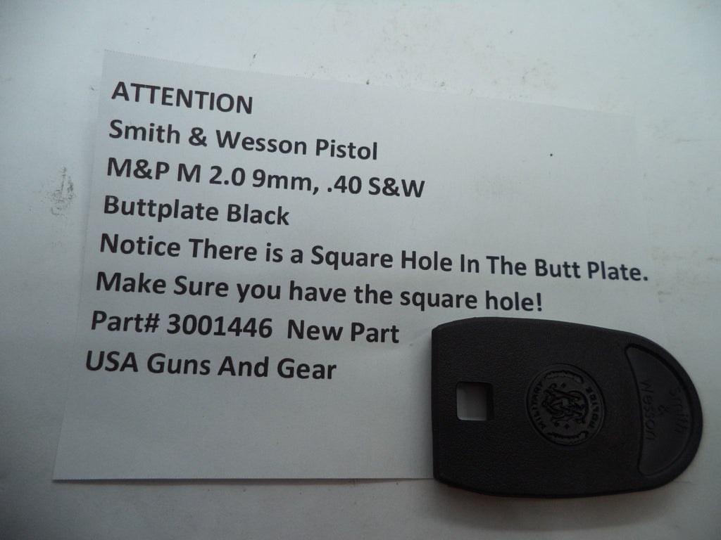 Smith & Wesson M&P 9/40 Magazine Buttplate Black Square Hole | OEM 3001446