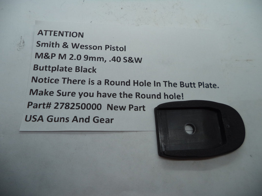 S&W M&P Magazine Buttplate 9mm/40/357 Round Hole | OEM 278250000