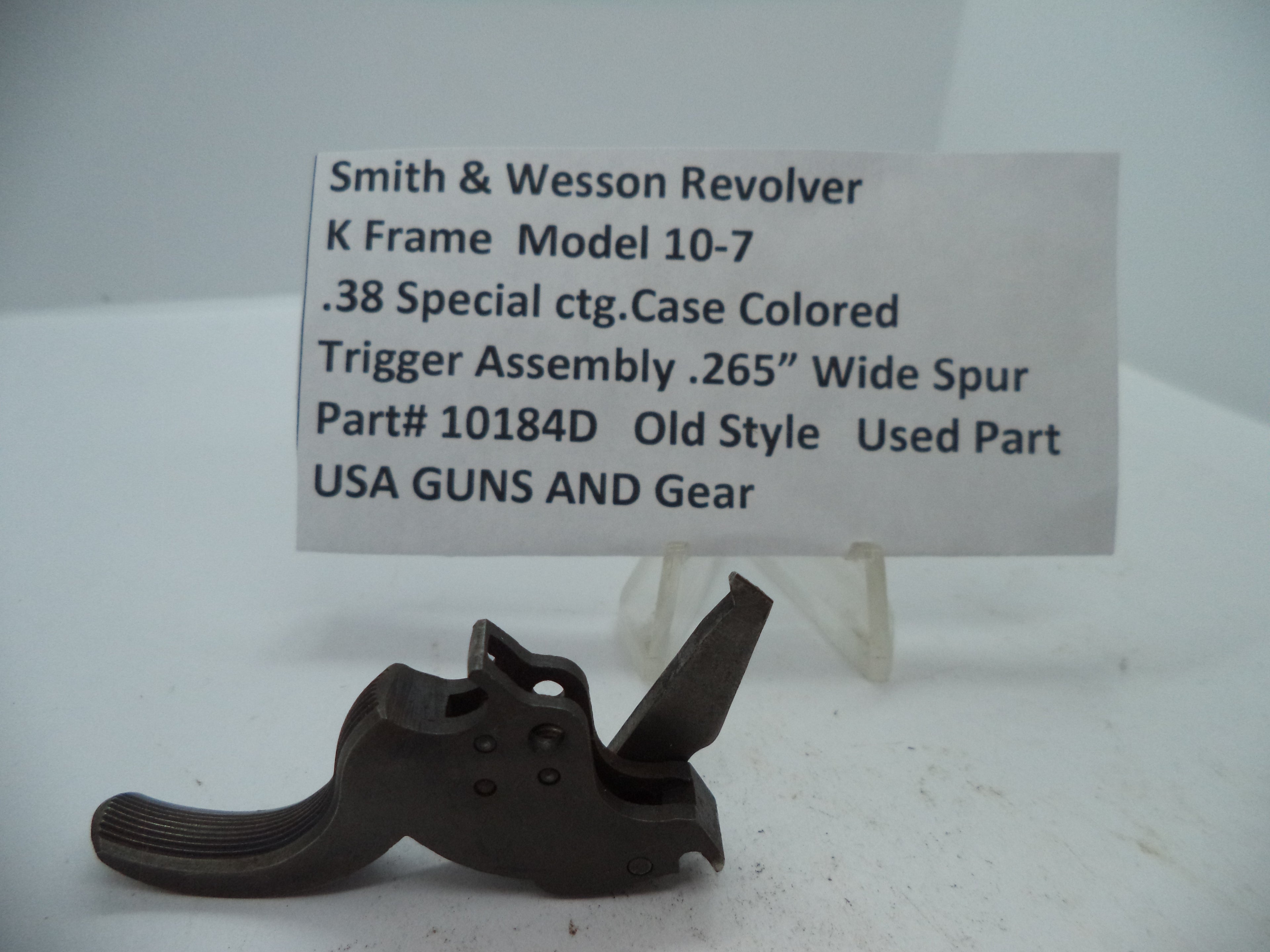 10184D S&W K Size Model 10-7 Trigger Assembly .265" Wide Spur. 38 Special ctg.