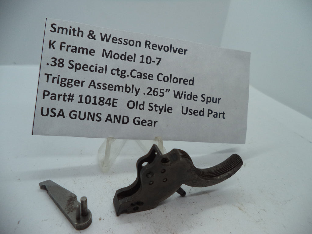 S&W K Frame Model 10-7 Trigger Assembly .265" Wide Spur, Case Colored, .38 Special - Part# 10184D