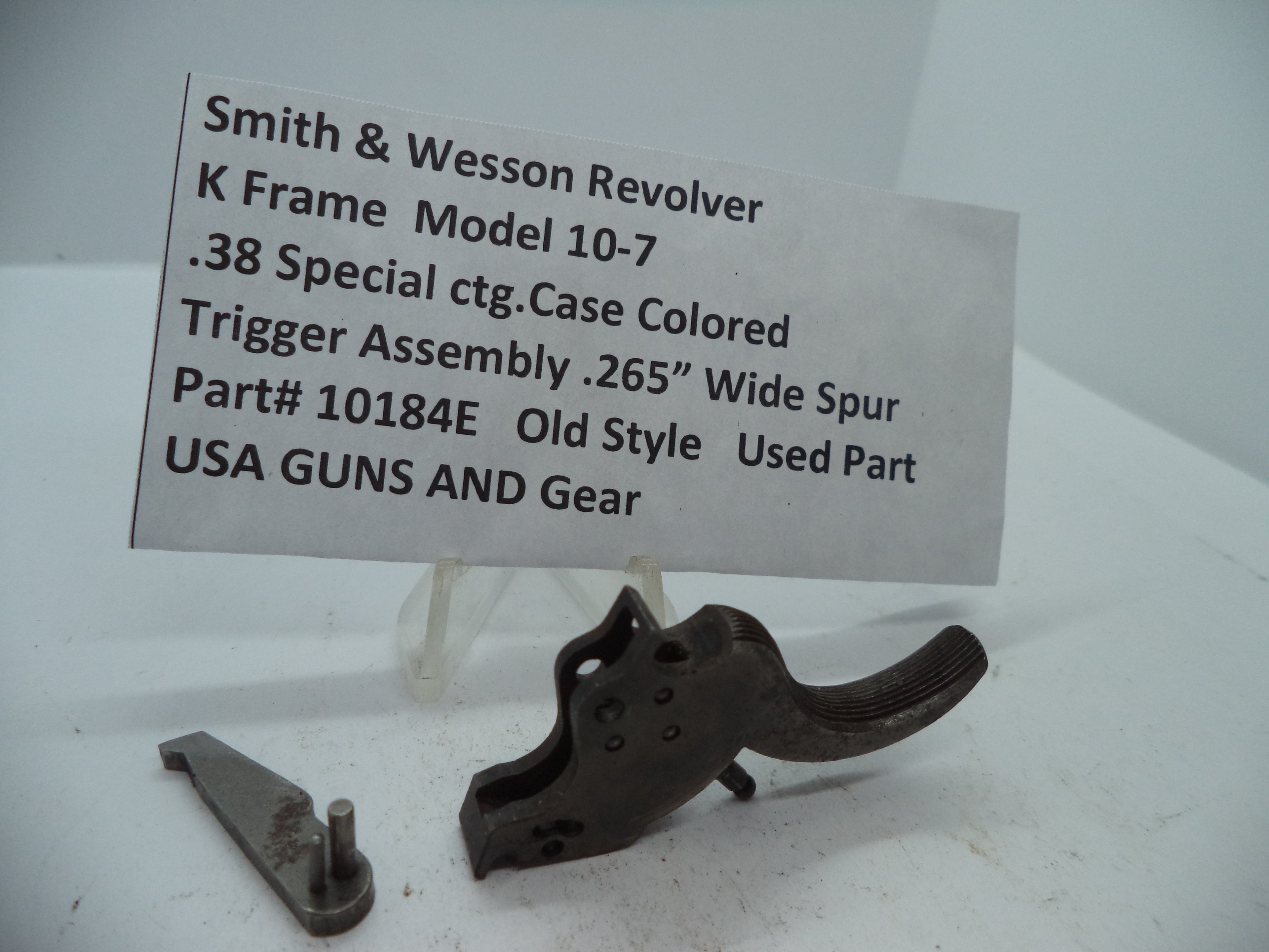 S&W K Frame Model 10-7 Trigger Assembly .265" Wide Spur, Case Colored, .38 Special - Part# 10184D