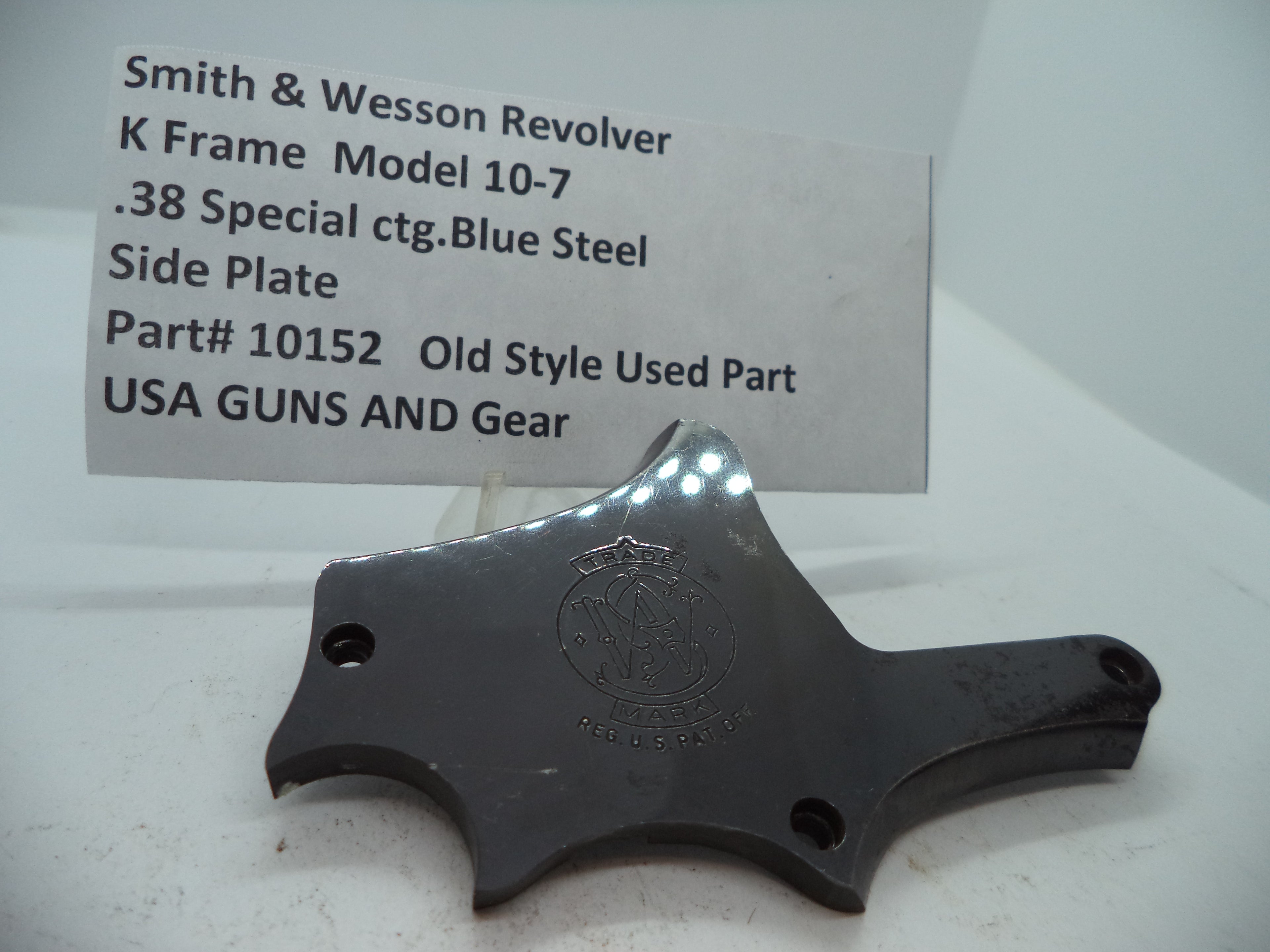 S&W K Frame Model 10 Side Plate w/Logo & Screws .38 Spl 10152
