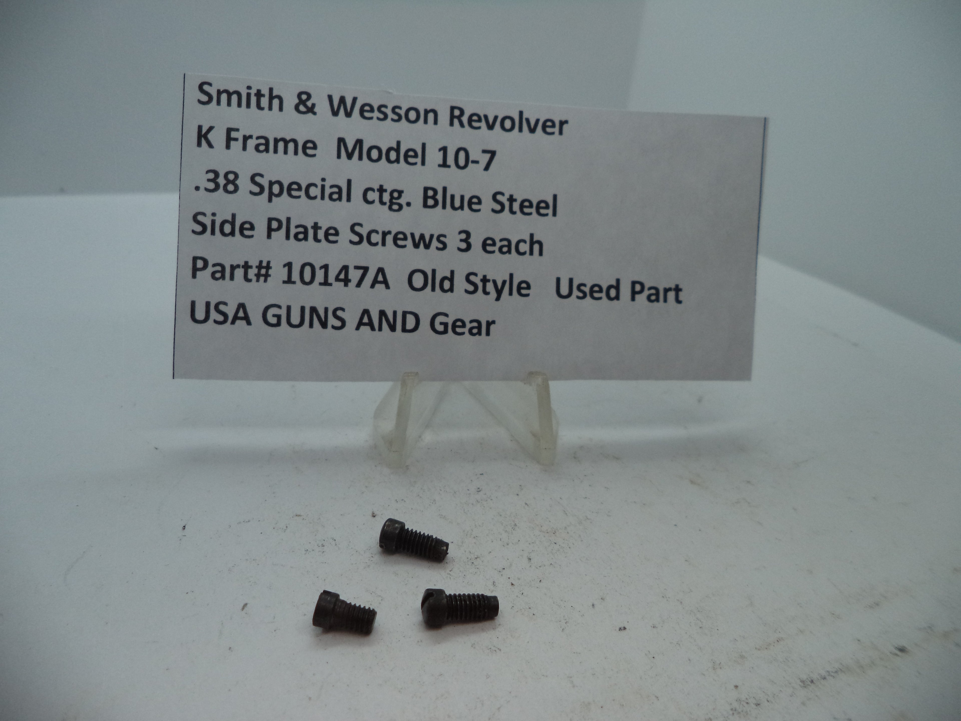 S&W Model 10-7 Side Plate Screws (3) K Frame .38 Special 10147A