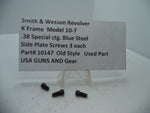 10147 S&W K Size Model 10-7 Side Plate Screws (3) Blue Steel.38 Special ctg.