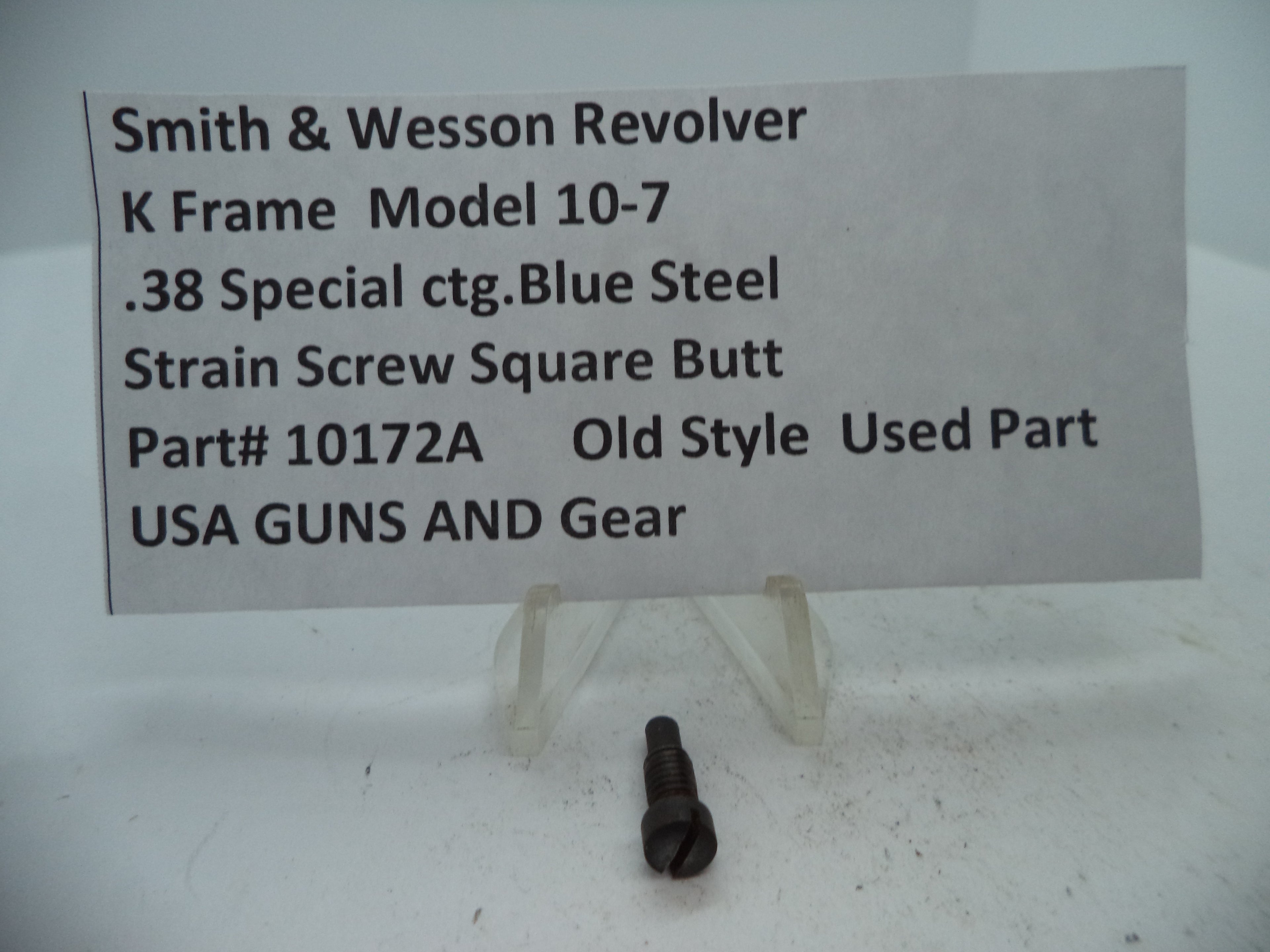 S&W K Frame Model 10-7 Strain Screw Square Butt Blue Steel .38 Special Old Style Used - Part# 10172A