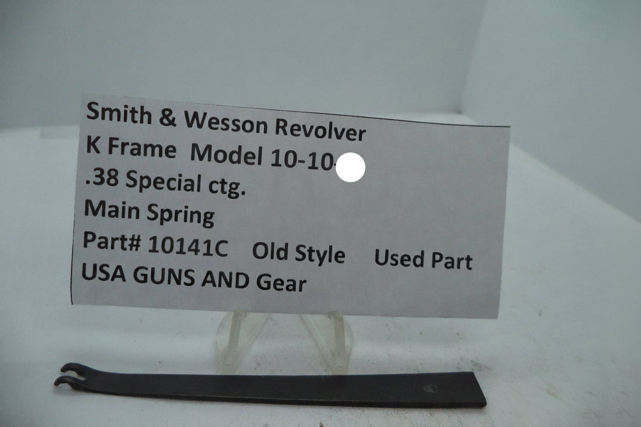 Smith & Wesson revolver main spring part with label on a white background