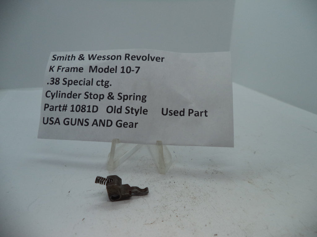 S&W K Frame Model 10-7 Cylinder Stop & Spring .38 Special Old Style Used - Part# 1081D
