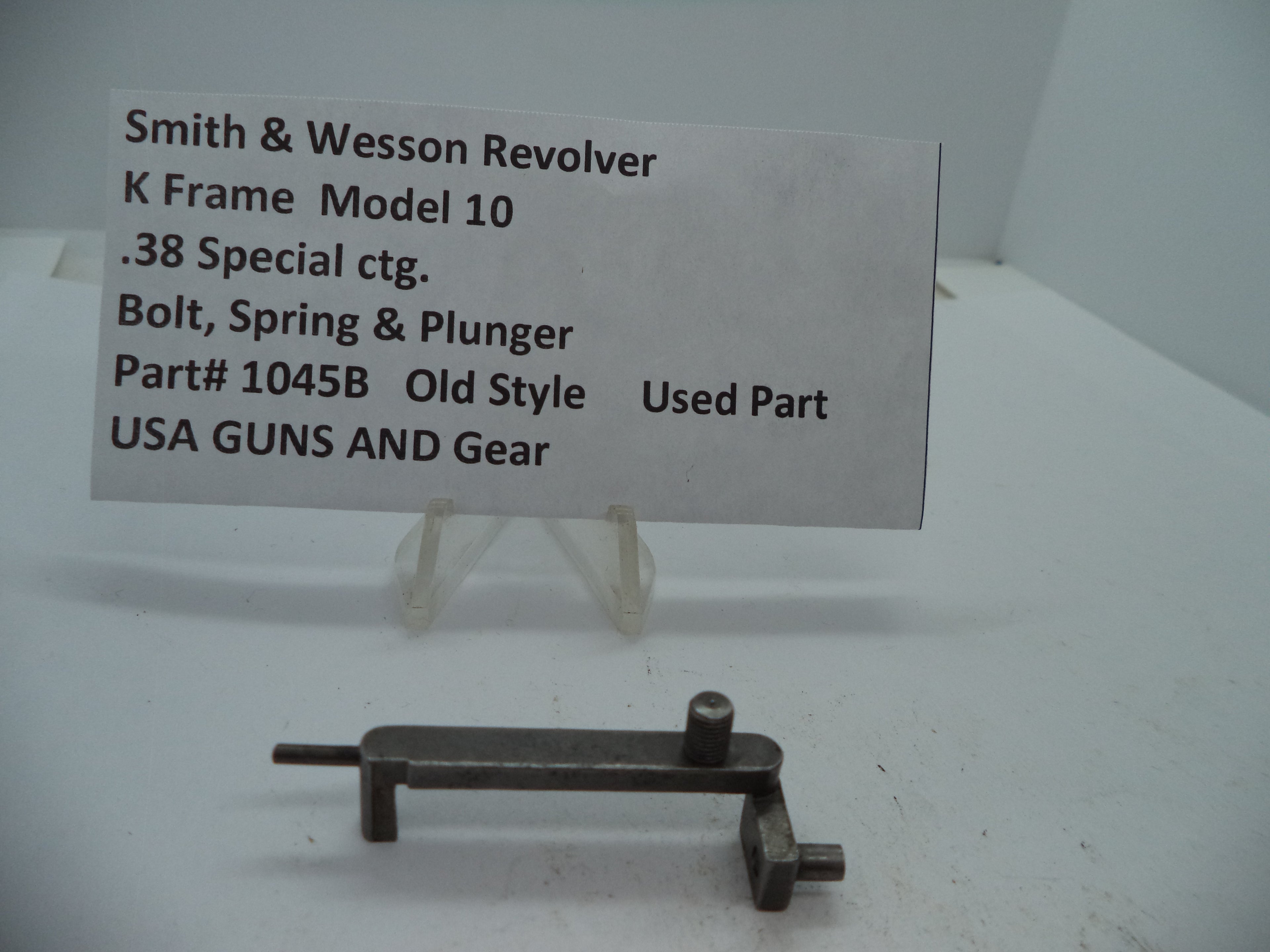 1045B S & W K Size Model 10-7  Bolt, Spring & Plunger .38 Special ctg.