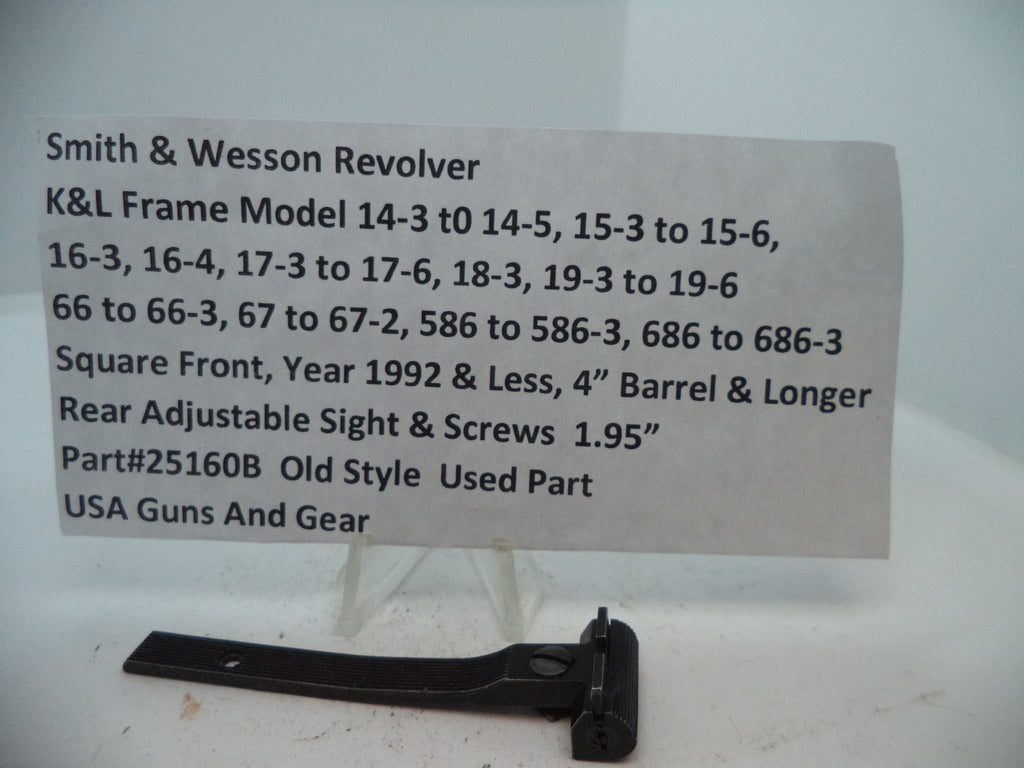 25160B S&W K&L Frame Multi Model Rear Adjustable Sight & Screws 1.95"