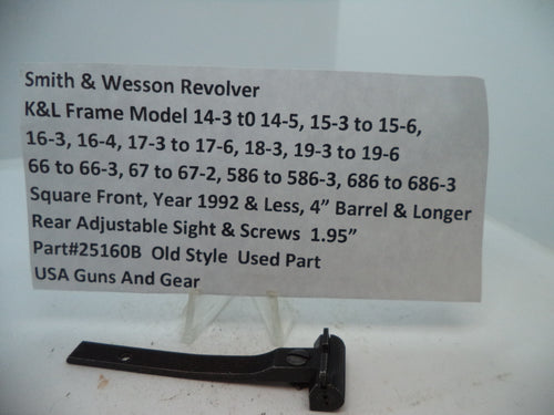 25160B S&W K&L Frame Multi Model Rear Adjustable Sight & Screws 1.95"