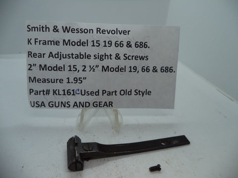 KL161C S&W K Model 15 19 66 & 686 Rear Adjustable Sight & Screws Used