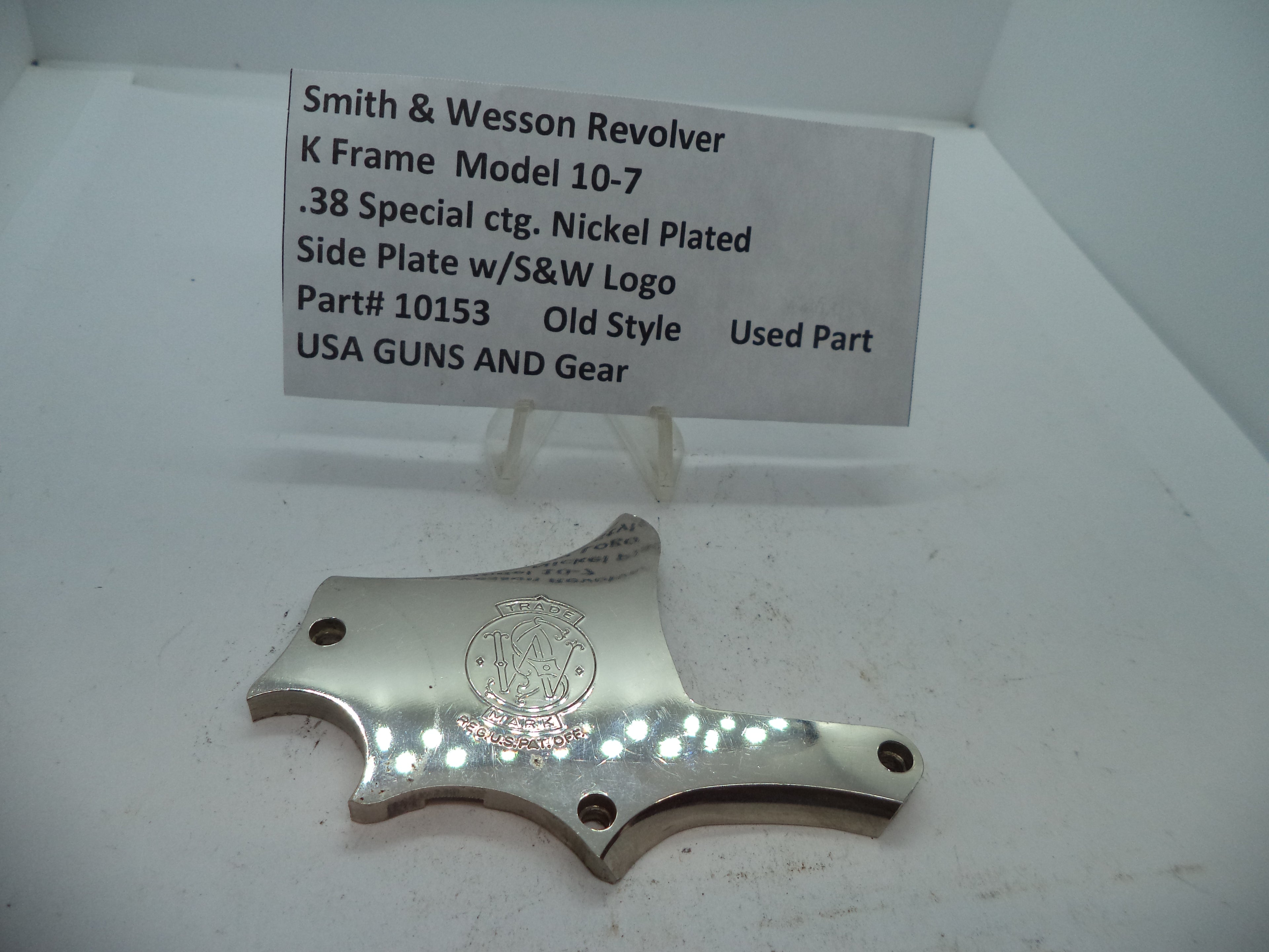 S&W K Frame Model 10 Nickel Side Plate w/Logo .38 Spl 10153