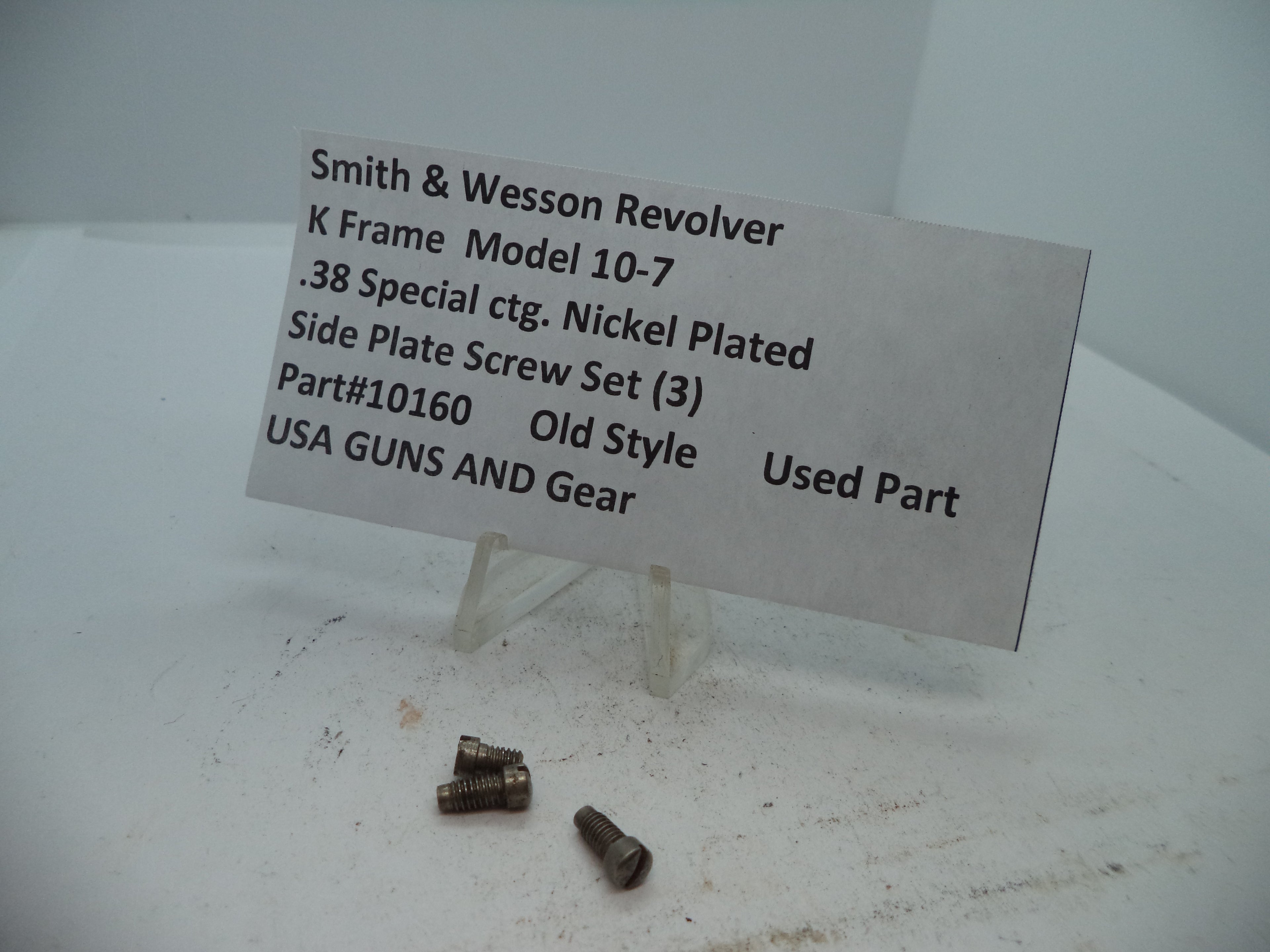 S&W K Frame Model 10 Side Plate Screws (3) Nickel .38 10160