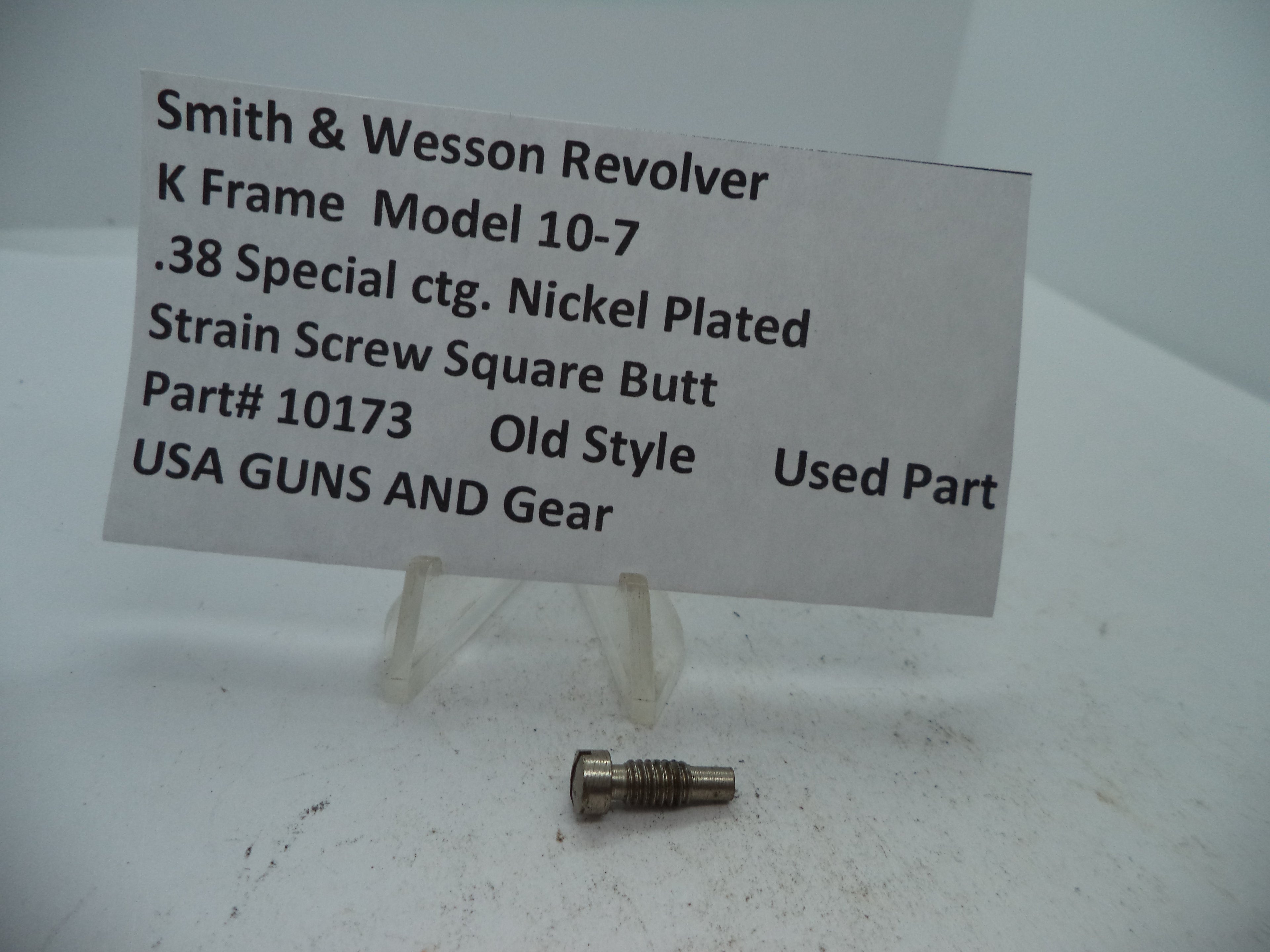 10173 S&W K Model 10-7 Square Butt Strain Screw Nickel Plated .38 Special ctg.