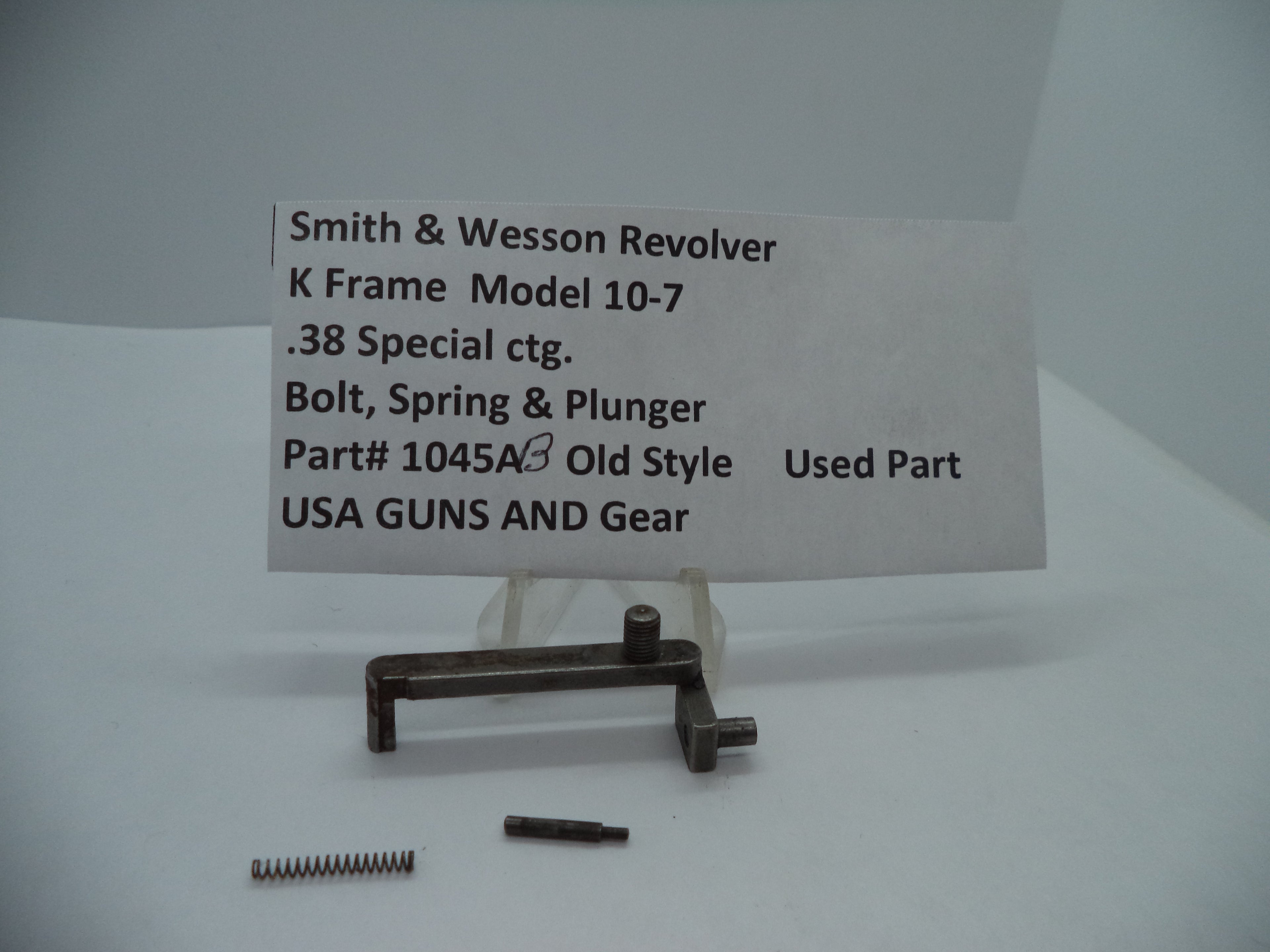 Smith & Wesson K Frame Model 10-7 .38 Special Bolt, Spring & Plunger Used Part 1045AB