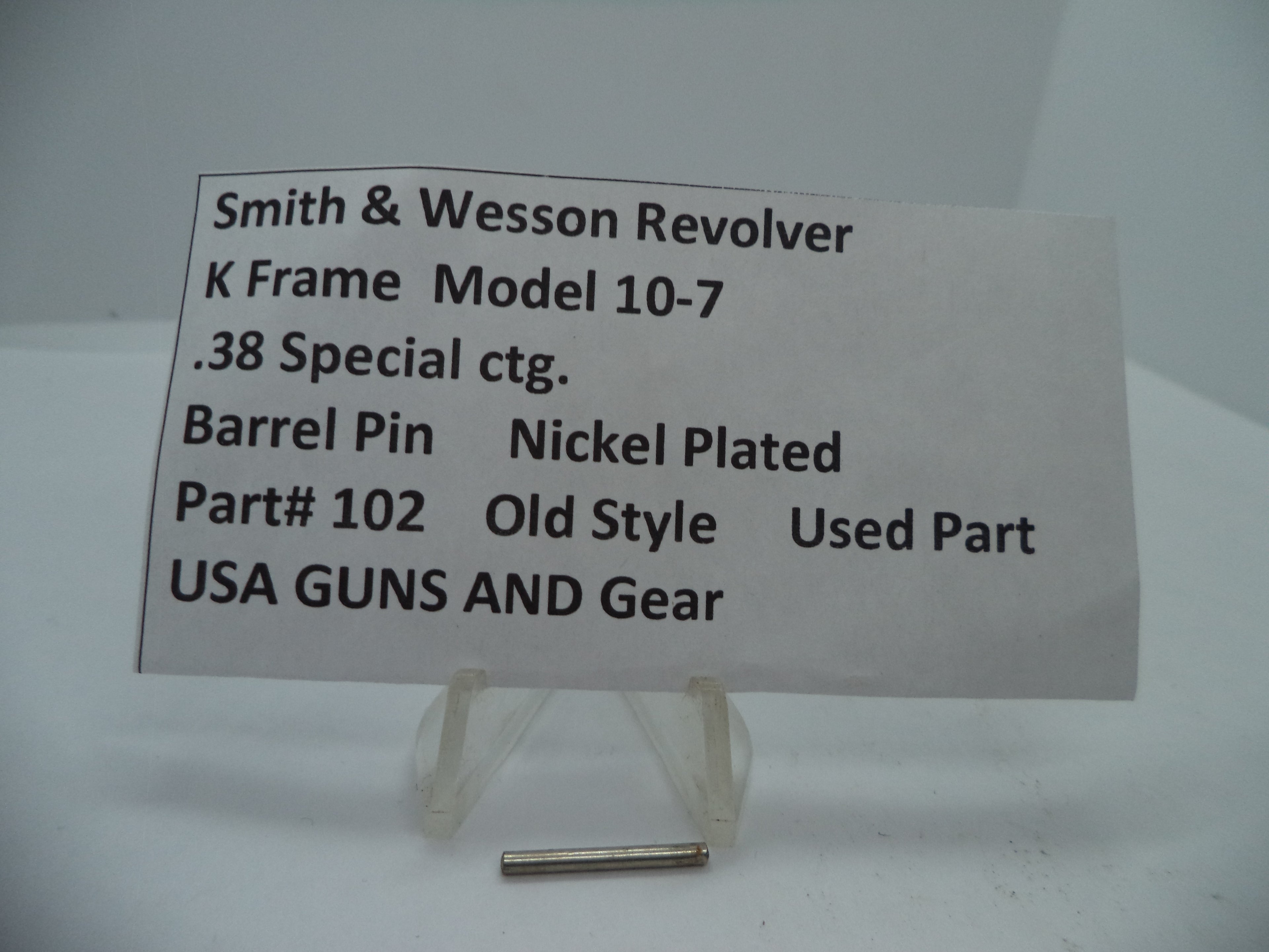 102 S&W K Frame Model 10-7 4" Barrel Pin Nickel Plated .38 Special ctg.