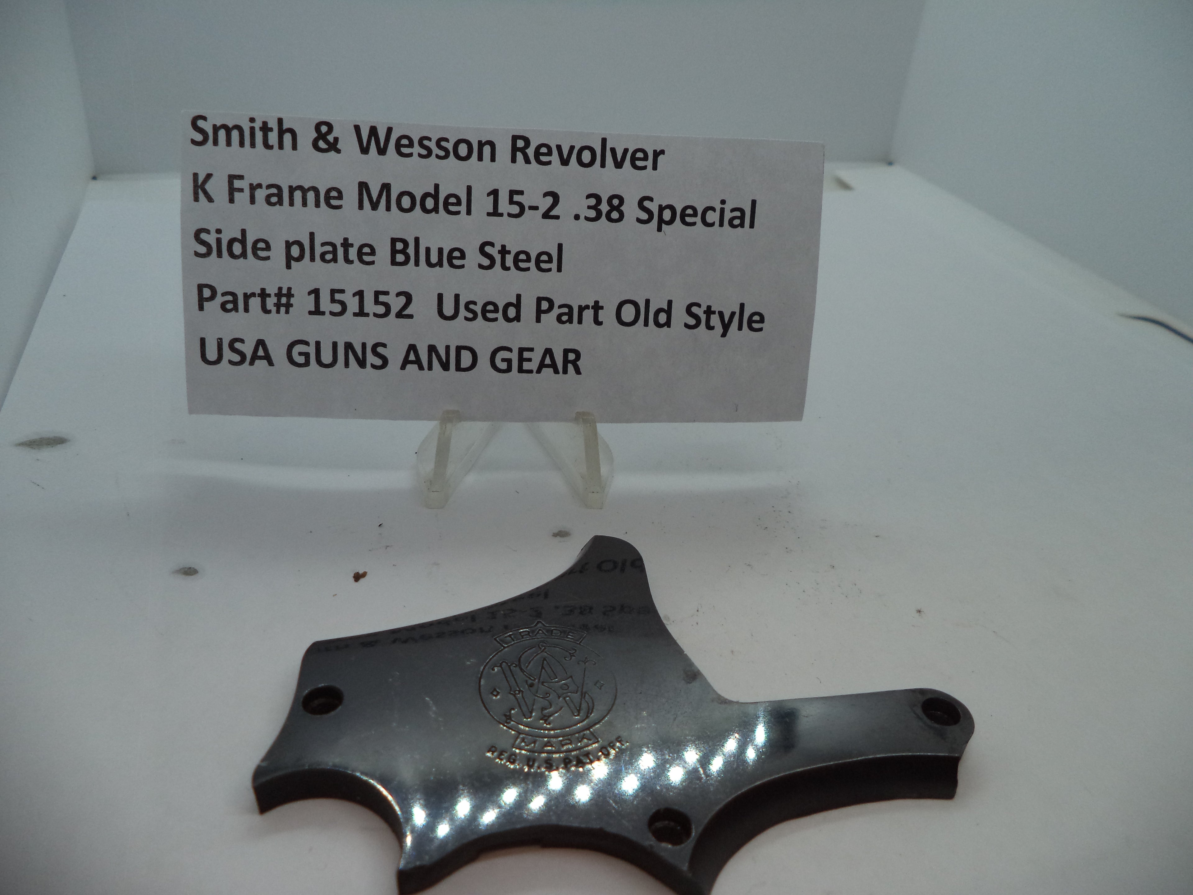15152 S&W K Size Model 15-2 Side Plate Blue Steel .38 Special Used Part