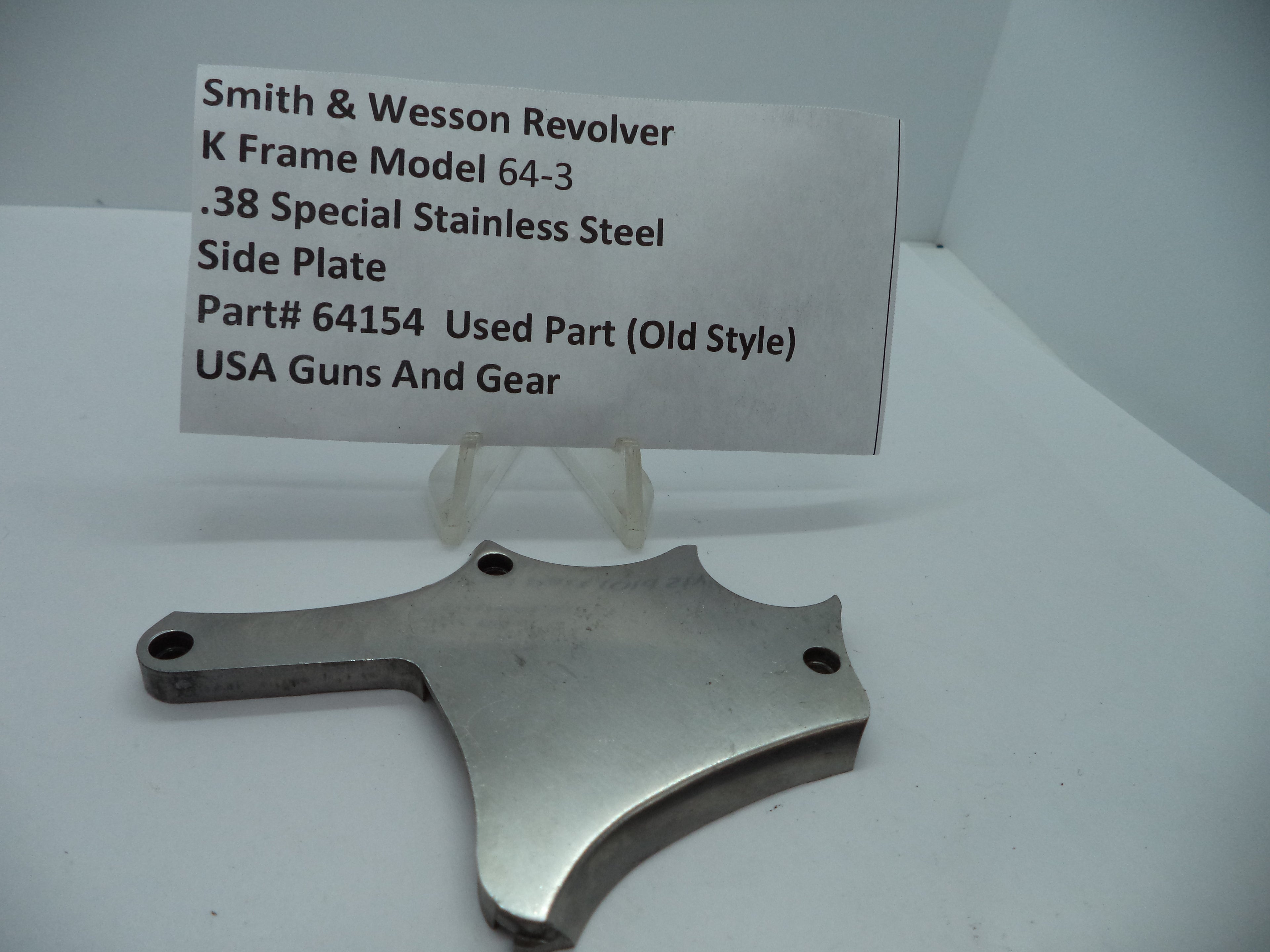 64154 S&W K Frame Model 64-3  Side Plate Stainless Steel .38 Special