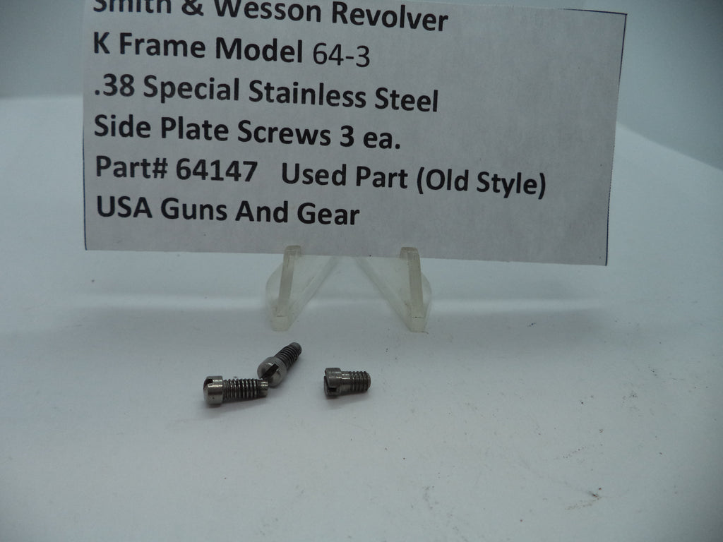 64147 Smith & Wesson K Model 64-3 Side Plate Screws (3) .38 Special