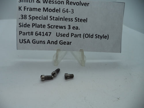64147 Smith & Wesson K Model 64-3 Side Plate Screws (3) .38 Special