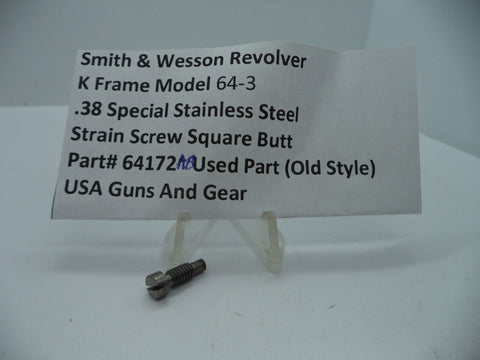 64172AB S&W K Frame Model 64-3 Stainless Steel Strain Screw Square Butt