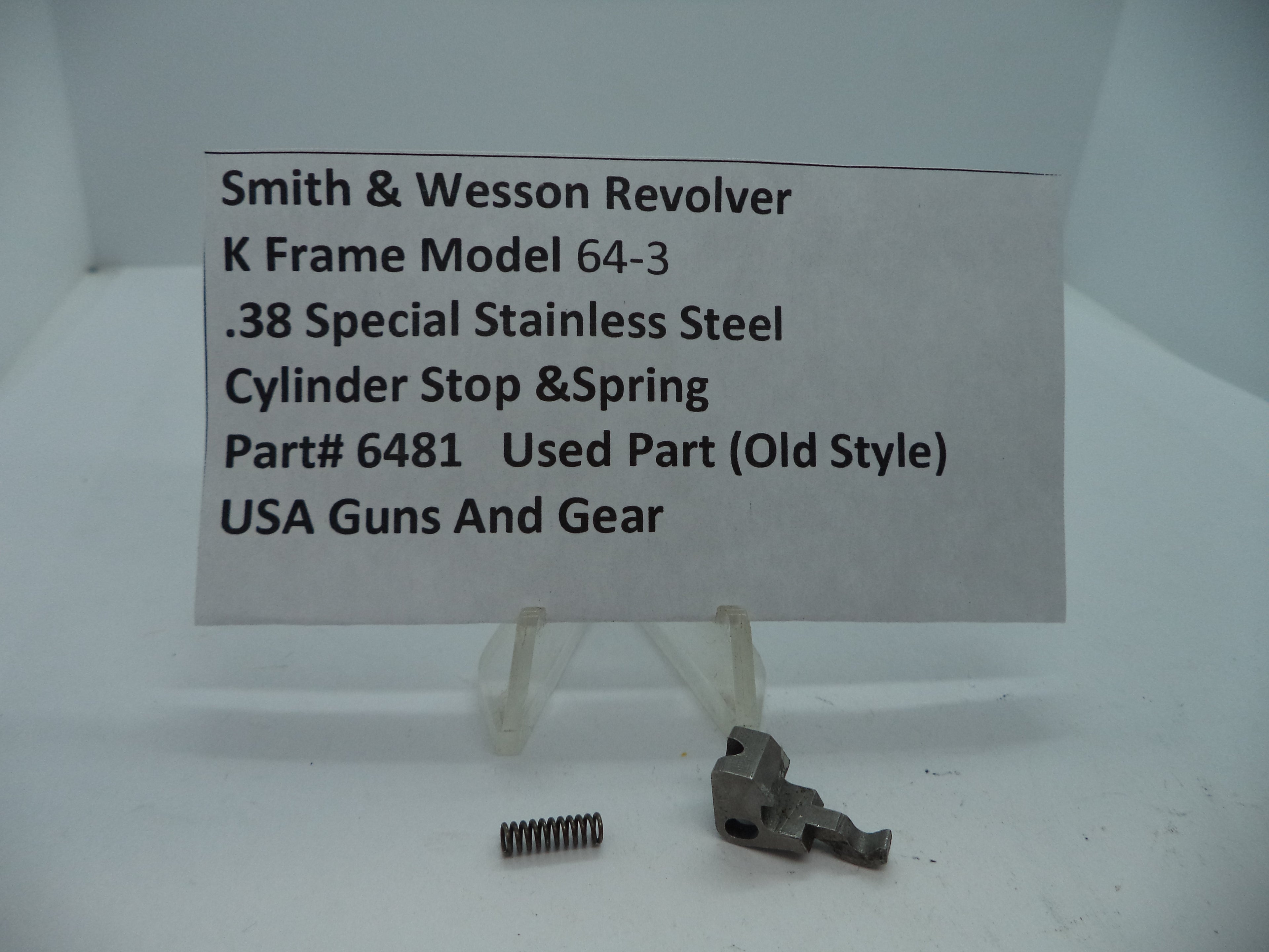 6481 Smith & Wesson K Frame Model 64-3 Cylinder Stop And Spring .38 SPL