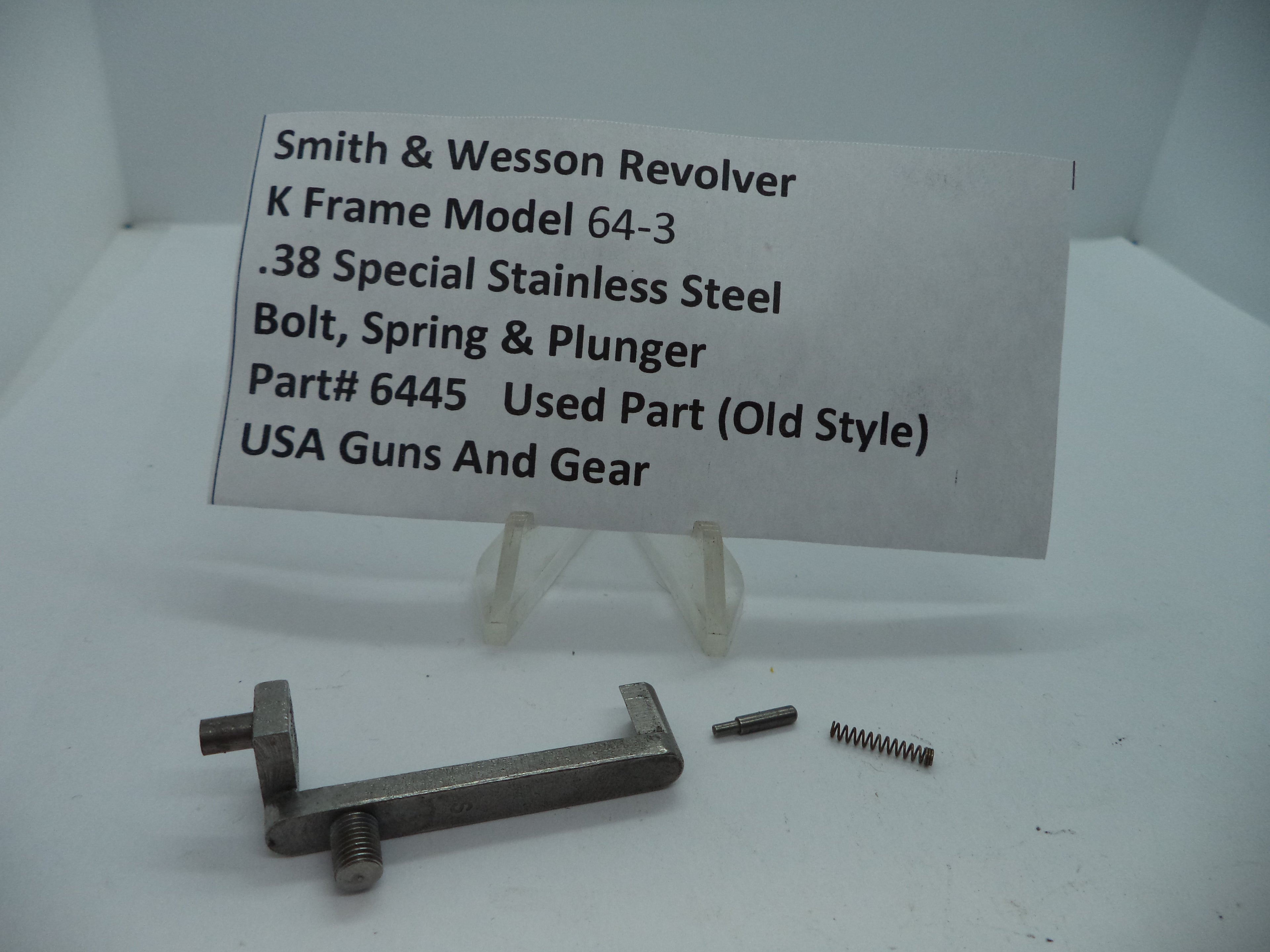 6445 S&W K Frame Model 64-3  Bolt, Spring and Plunger .38 Special