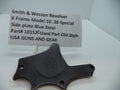 Smith & Wesson K Frame Model 10 Side Plate in blue steel, used as a revolver part, displayed on a white background with a label indicating the model and material.