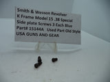 15144A S&W K Frame Model 15 Side Plate Screws (3) Blue .38 Special Used