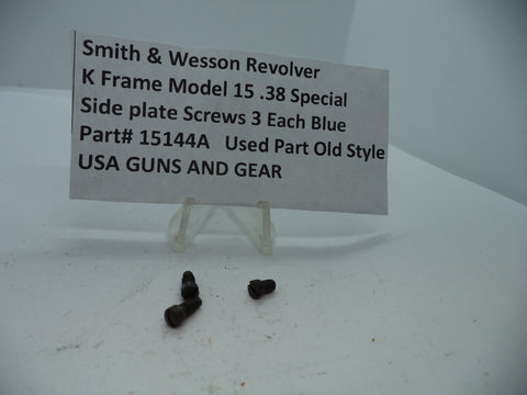 15144A S&W K Frame Model 15 Side Plate Screws (3) Blue .38 Special Used