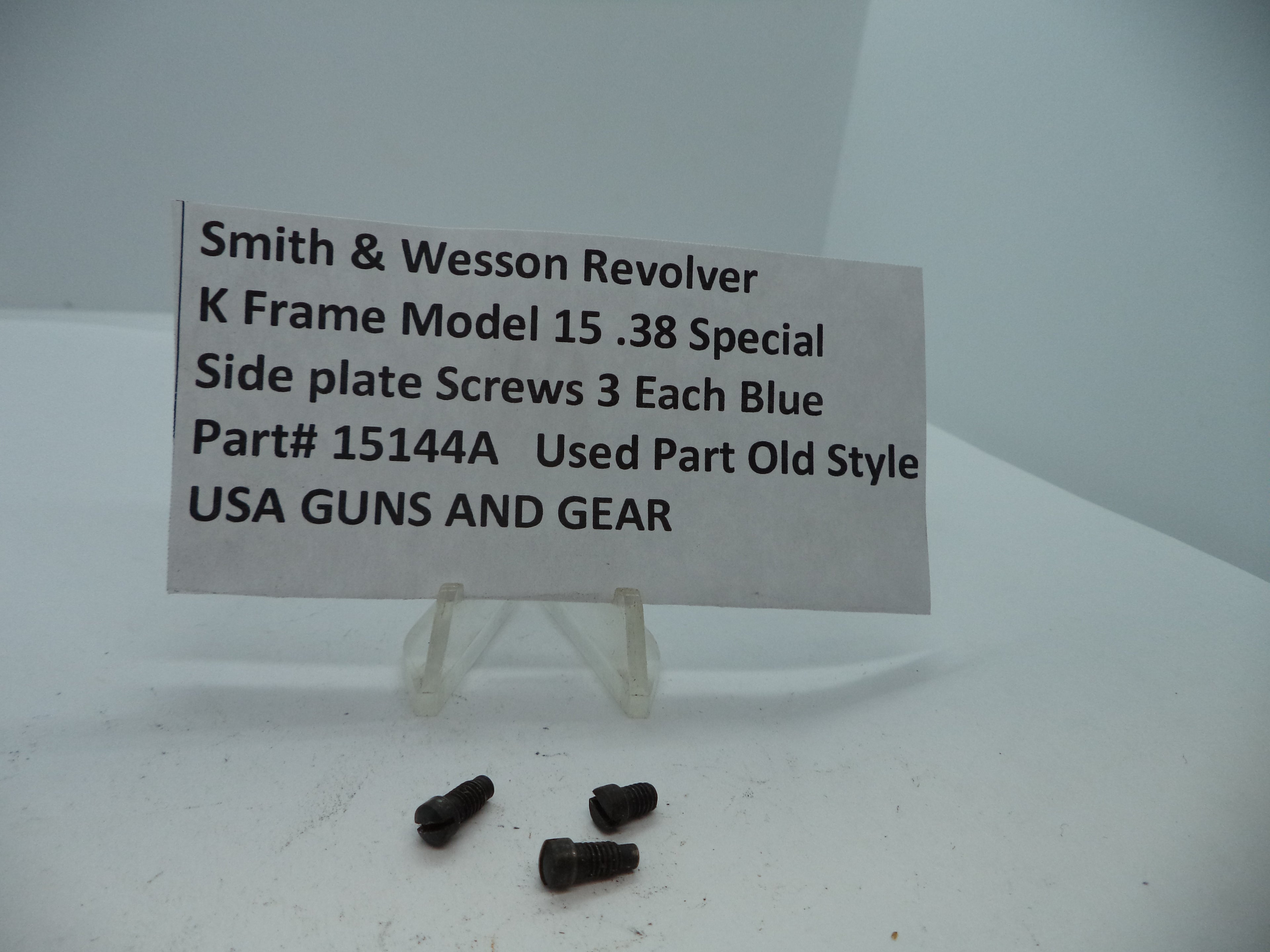 15144A S&W K Frame Model 15 Side Plate Screws (3) Blue .38 Special Used