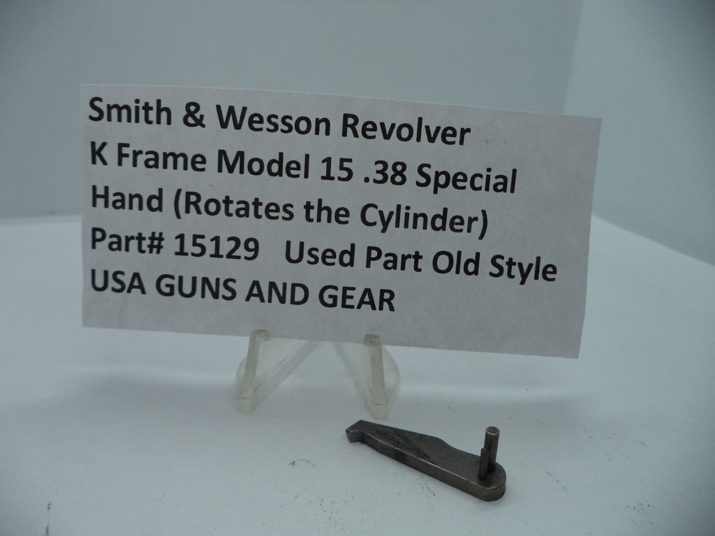 Smith & Wesson K Frame Model 15 Hand revolver part label indicating the model and usage information.