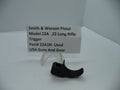 Smith & Wesson Pistol Model 22A Trigger .22 Long Rifle used part displayed on a white background with a descriptive label in front.