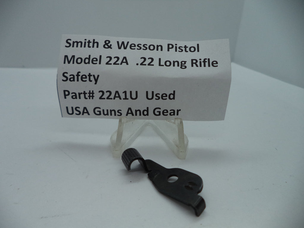 Smith & Wesson Pistol Model 22A Safety .22 Long Rifle used part displayed on a white card with product information.