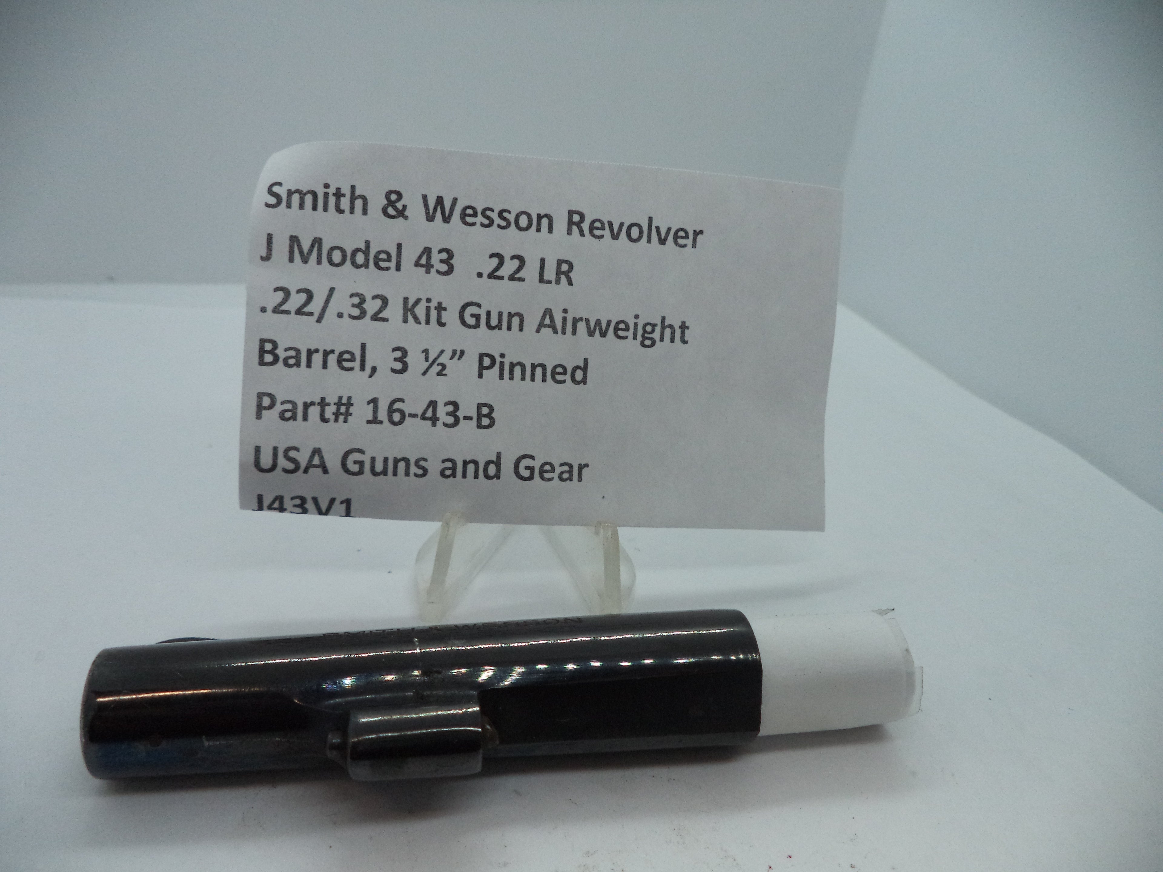 16-43-B S&W J Model  43 .22/.32 Kit Airweight Barrel 3 1/2" Pinned .22 Long Rifle