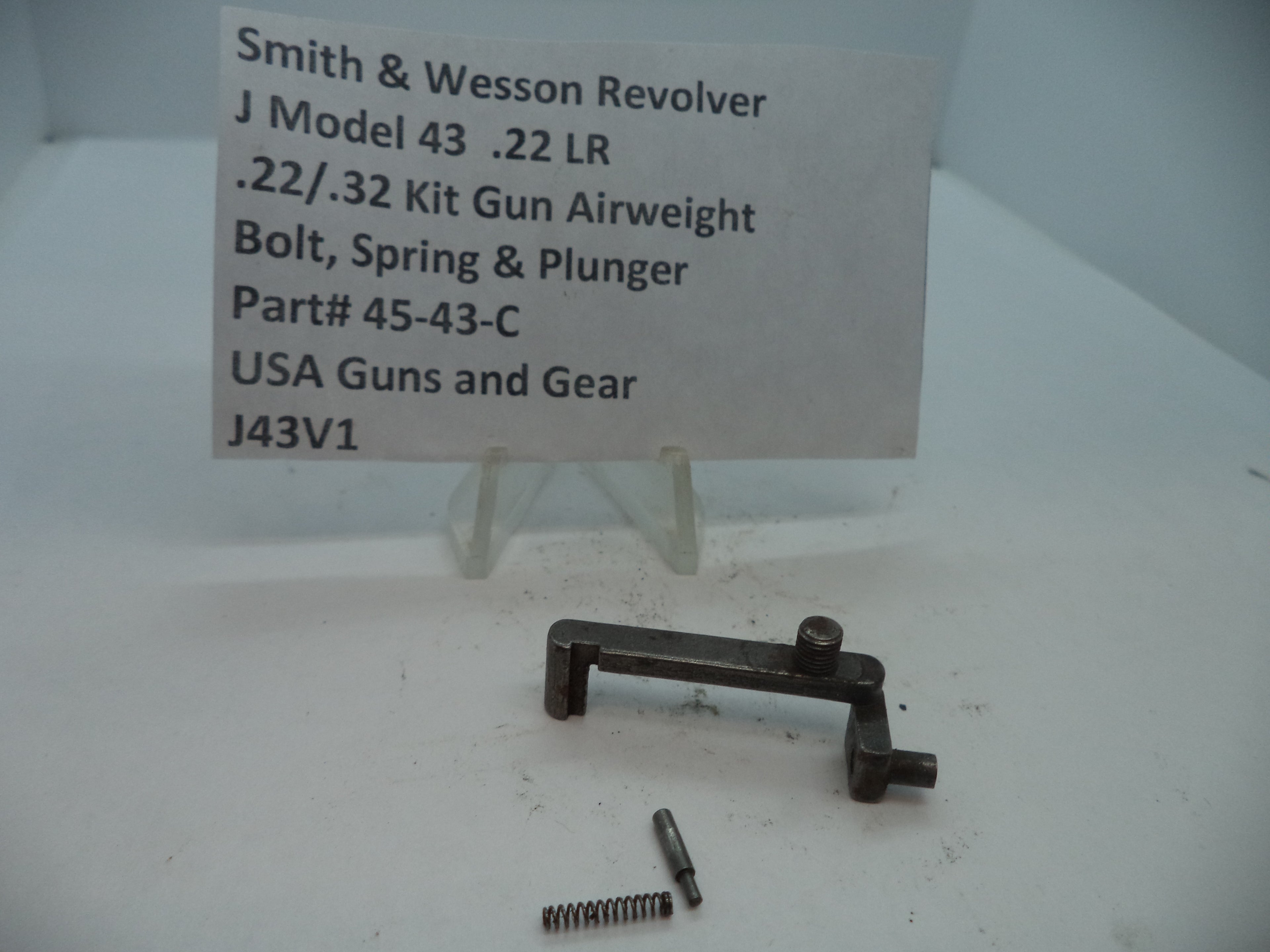 45-43-C S&W J Model  43 .22/.32 Kit Airweight Bolt, Spring & Plunger .22 Long Rifle