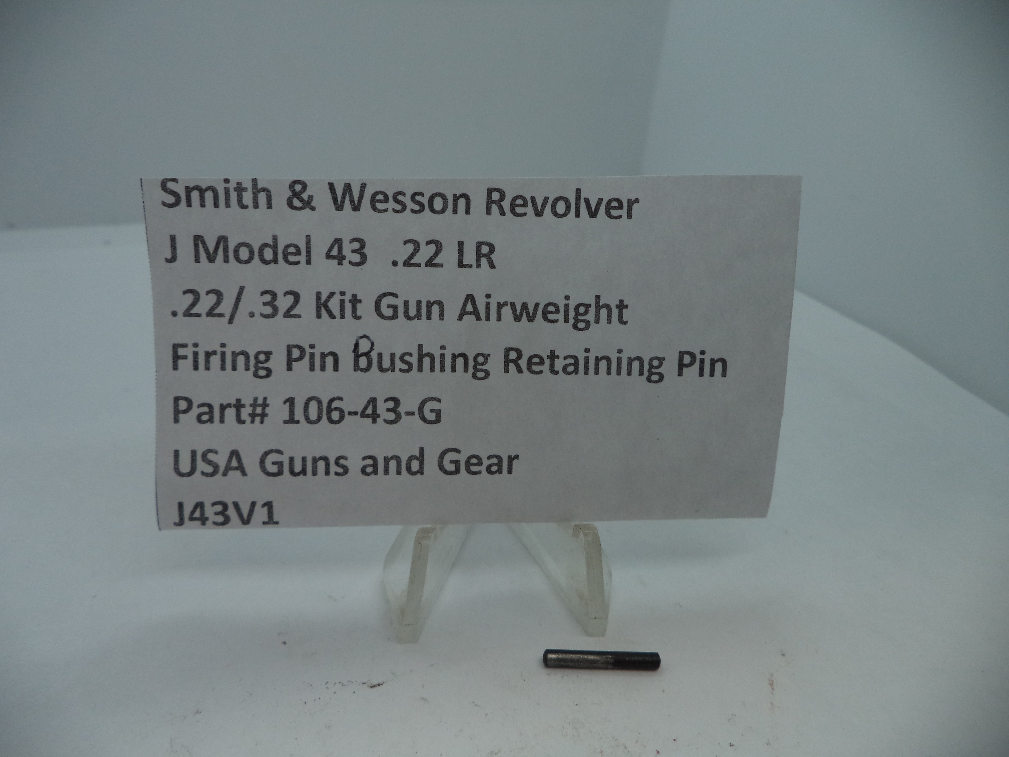 Smith & Wesson J Frame Model 43 Firing Pin Bushing Retaining Pin - .22 LR Airweight (Part# 106-43-G)