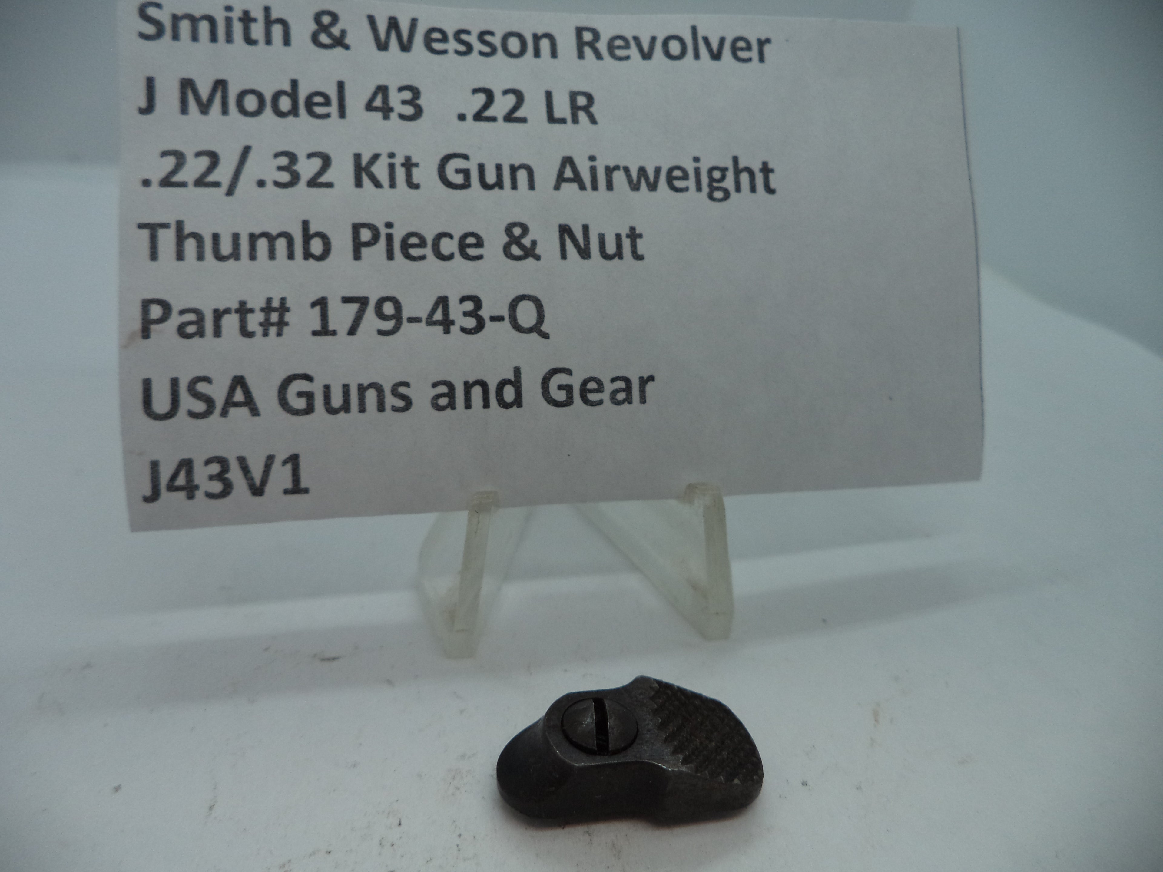 179-43-Q S&W J Model  43 .22/.32 Kit Airweight Thumb Piece & Nut .22 LR