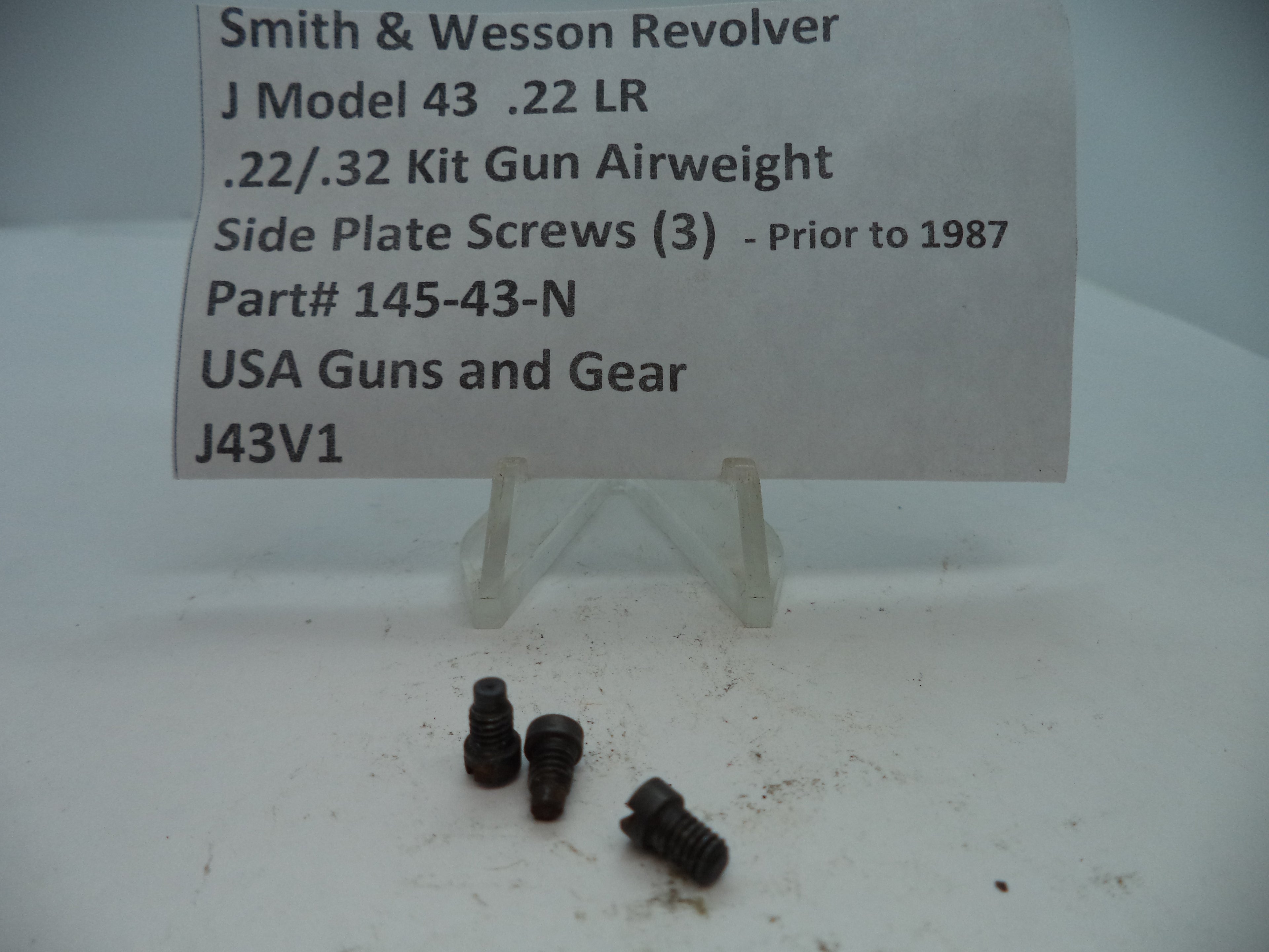 145-43-N S&W J Model  43 .22/.32 Kit Airweight Side Plate Screws (3) .22 LR