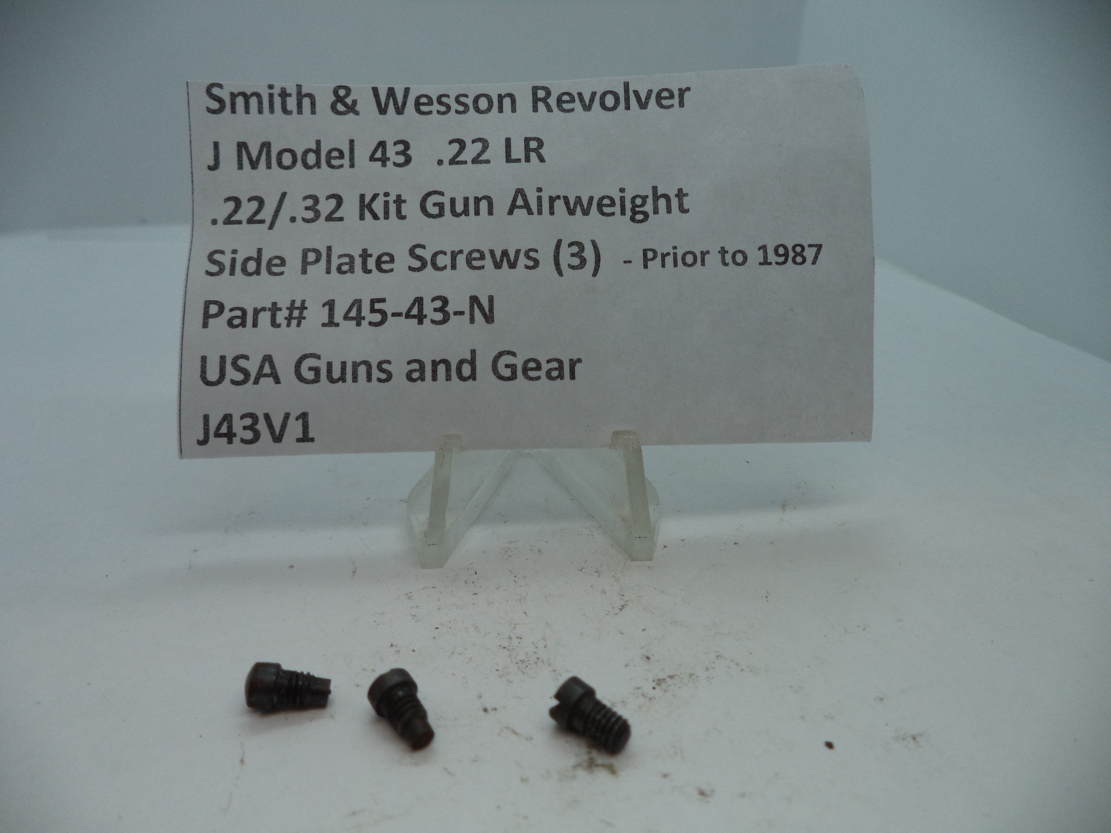 145-43-N S&W J Model  43 .22/.32 Kit Airweight Side Plate Screws (3) .22 LR