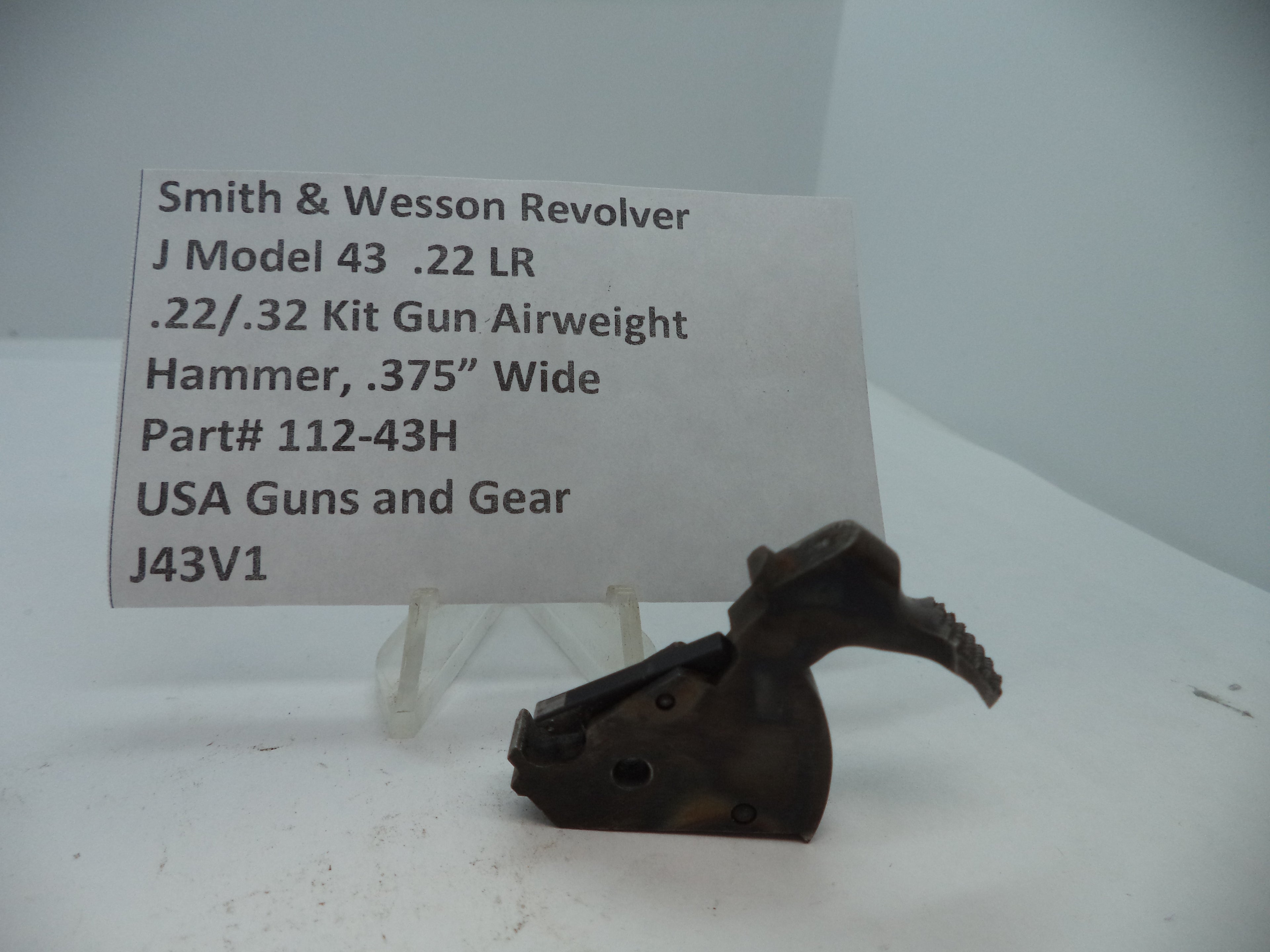 Smith & Wesson J Frame Model 43 Hammer - .375" Wide Airweight .22 LR (Part 112-43H)