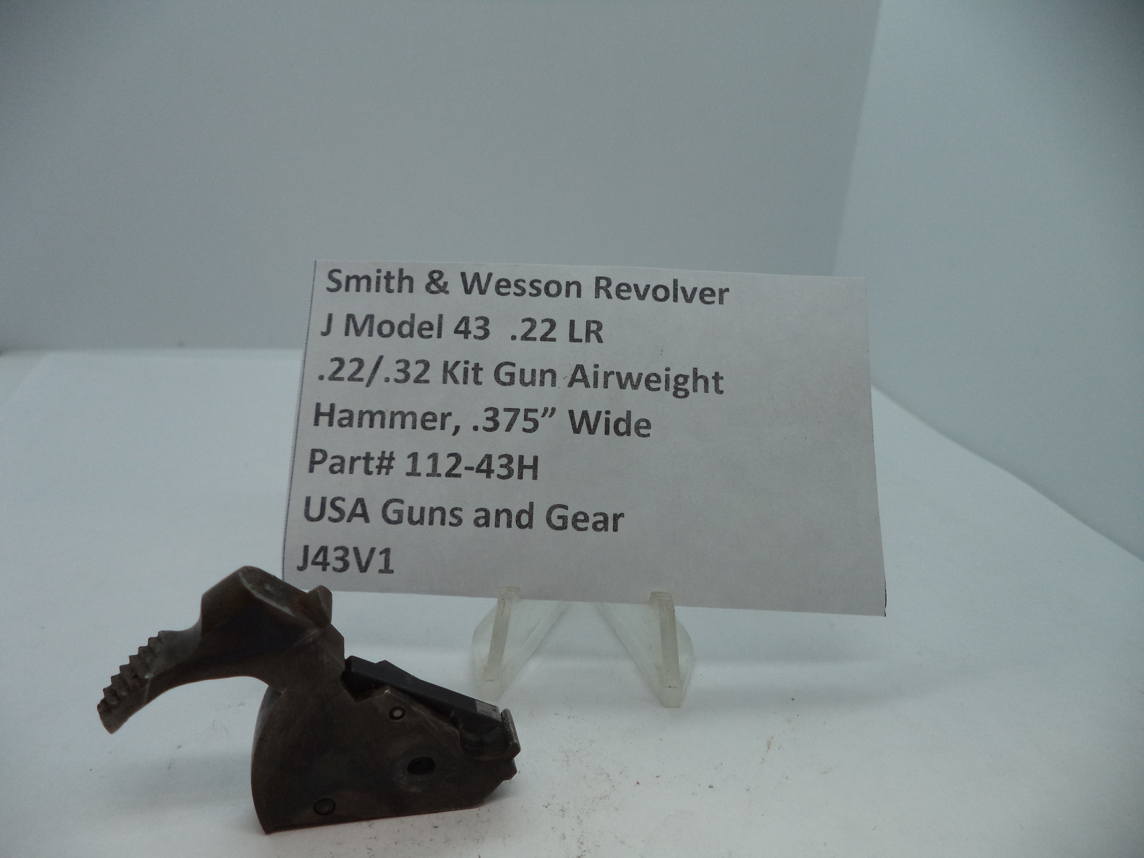 Smith & Wesson J Frame Model 43 Hammer - .375" Wide Airweight .22 LR (Part 112-43H)