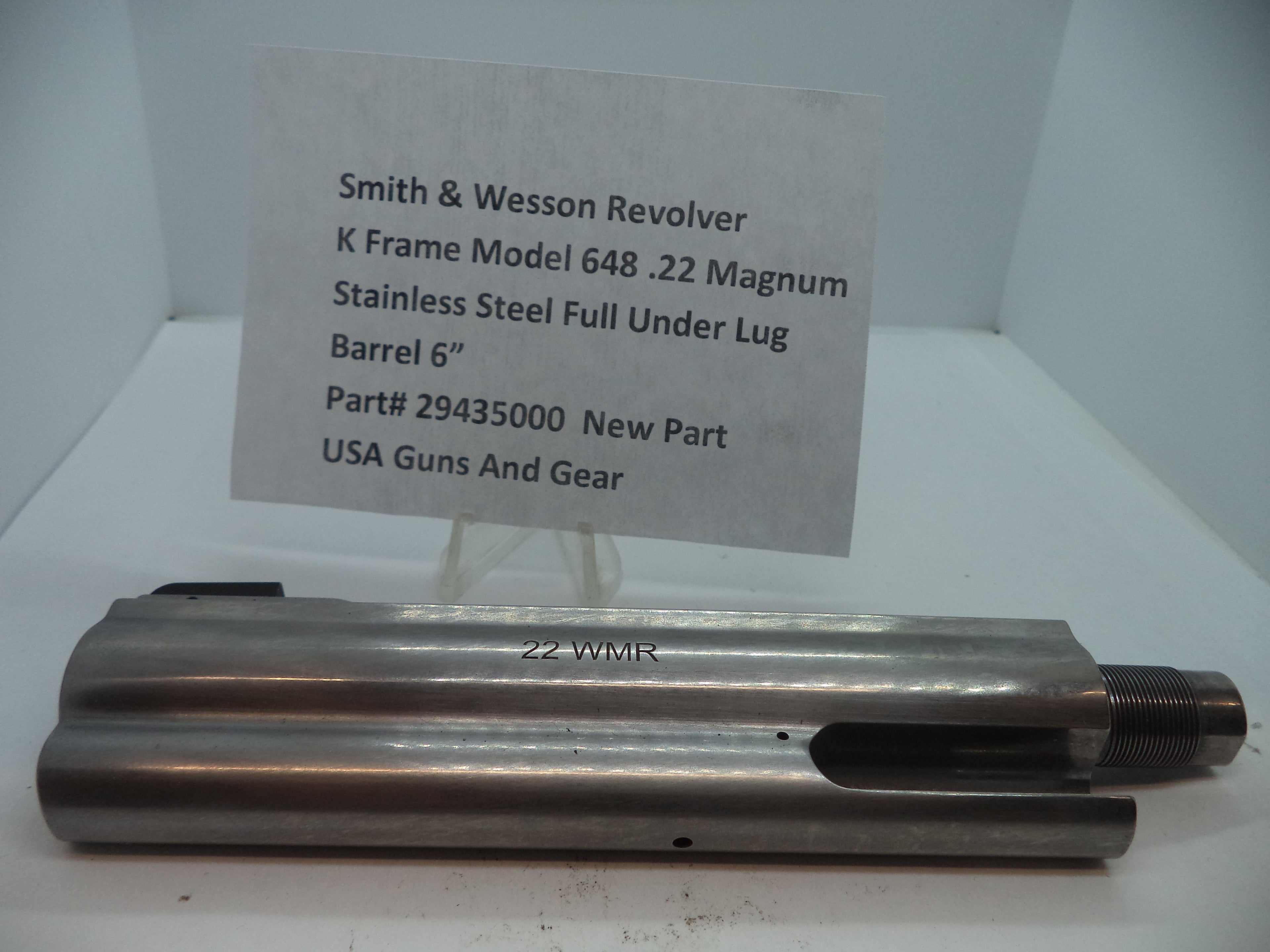 Smith & Wesson K Frame Model 648 Barrel 6" .22 Magnum Stainless Steel - Factory Part 294350000