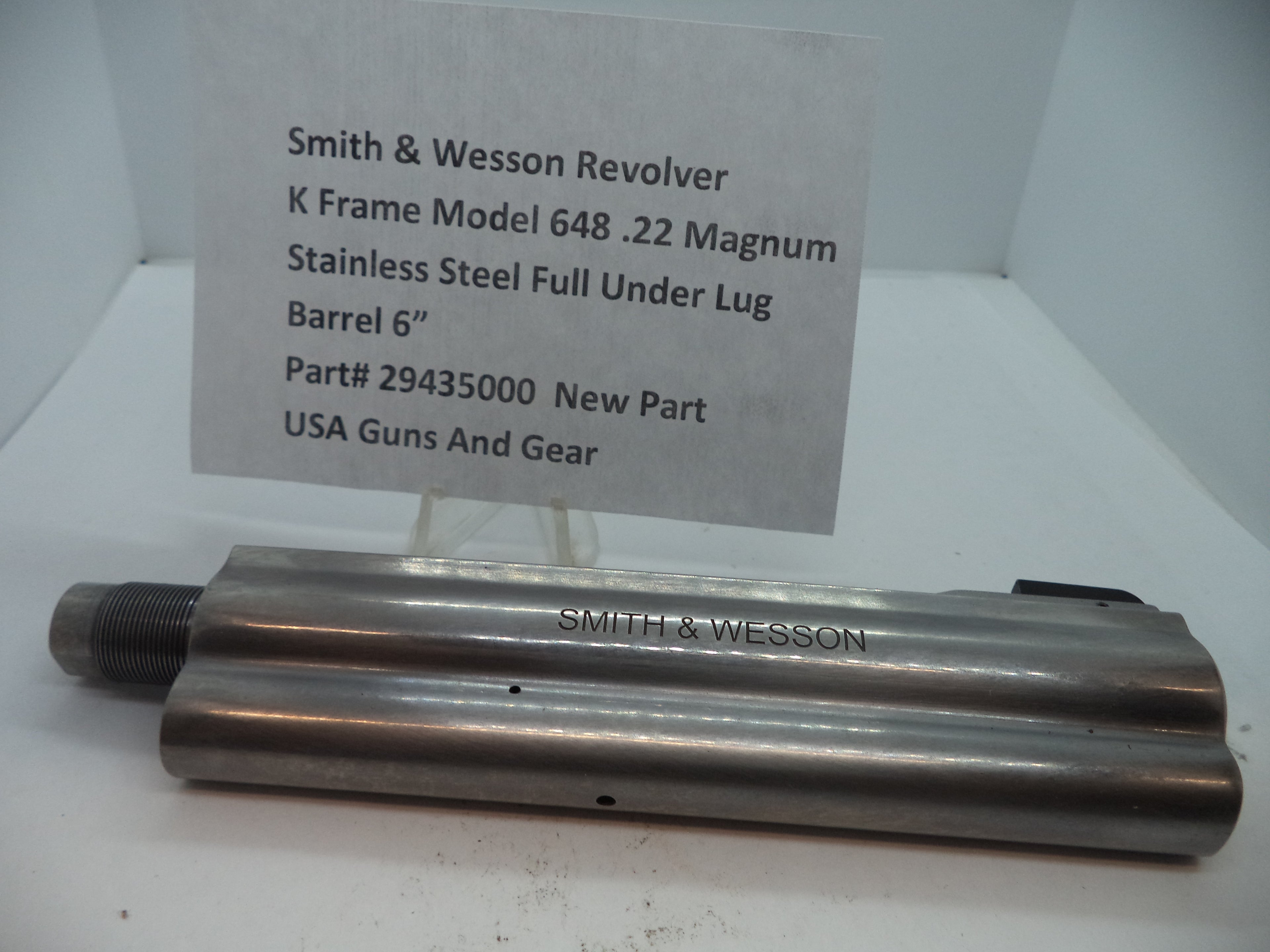 Smith & Wesson K Frame Model 648 Barrel 6" .22 Magnum Stainless Steel - Factory Part 294350000