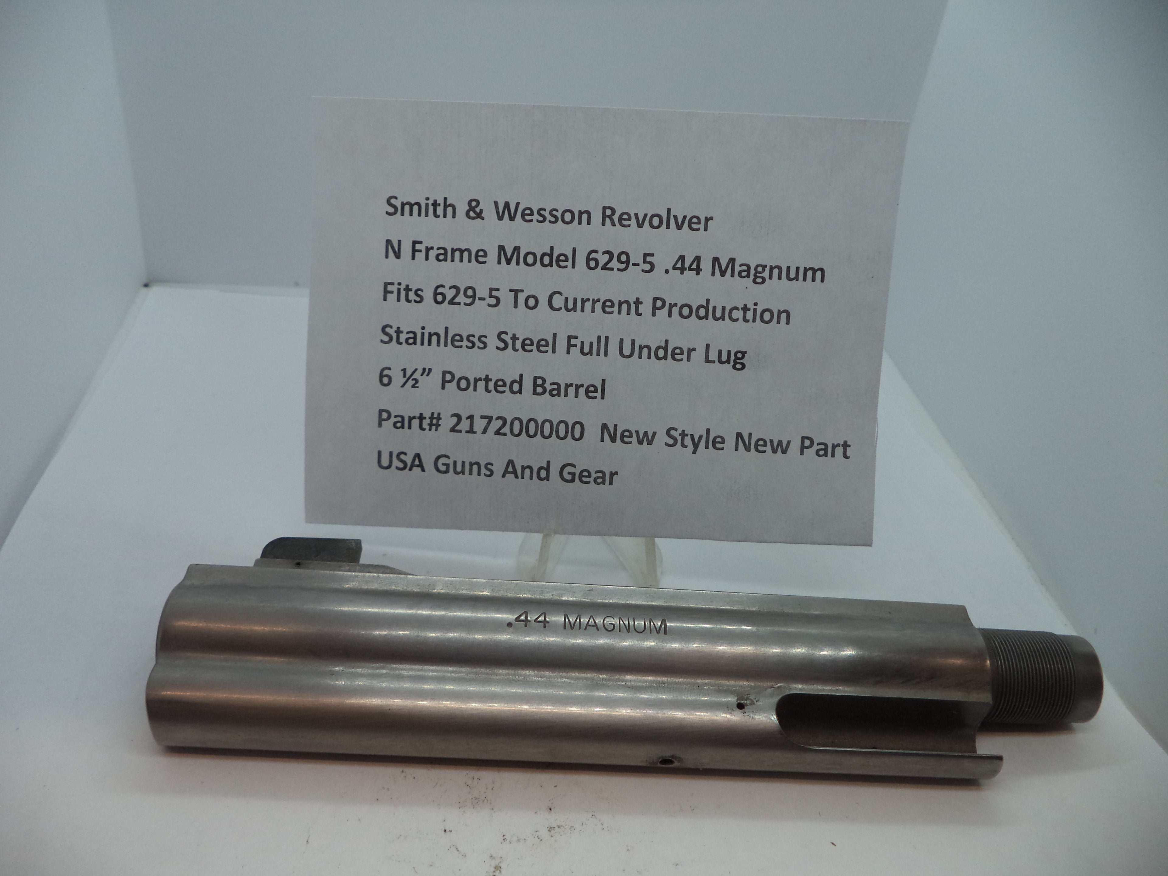 Smith & Wesson Model 629 Barrel 6.5" Ported Stainless Steel - N Frame .44 Magnum OEM 217200000