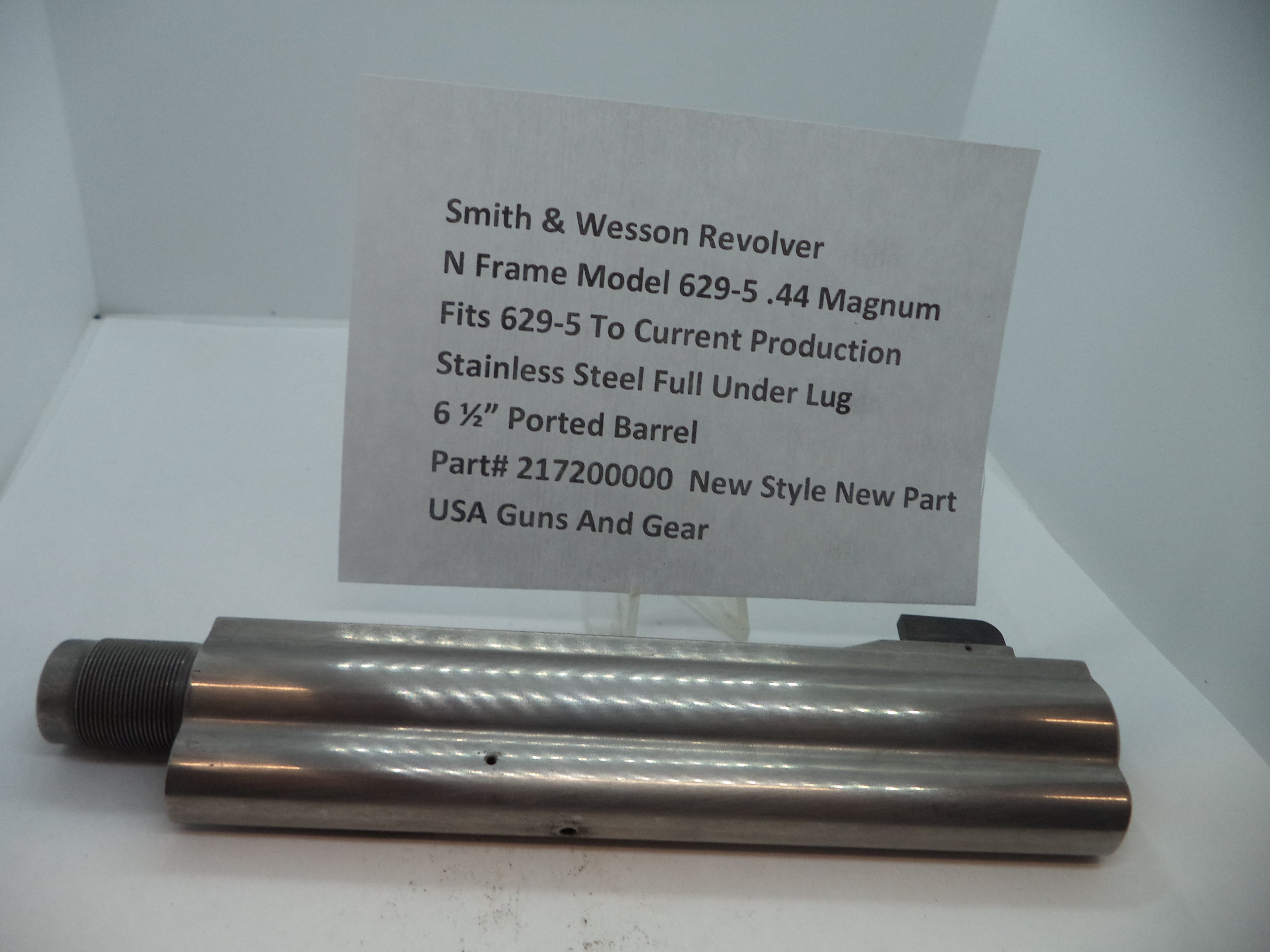 Smith & Wesson Model 629 Barrel 6.5" Ported Stainless Steel - N Frame .44 Magnum OEM 217200000
