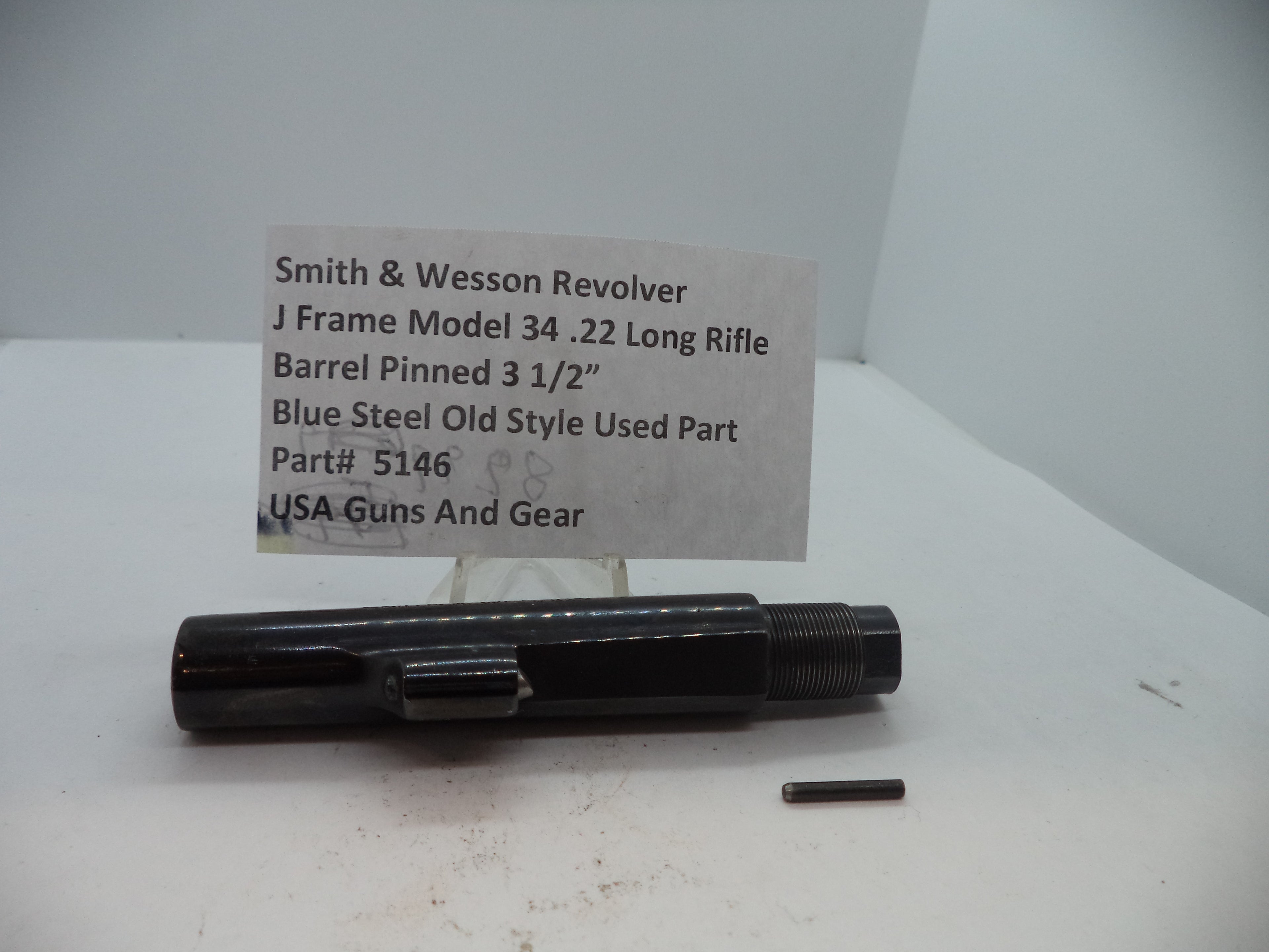 Smith & Wesson J Frame Model 34 Pinned Barrel 3.5" - .22 LR Blue Steel (Part #5146)