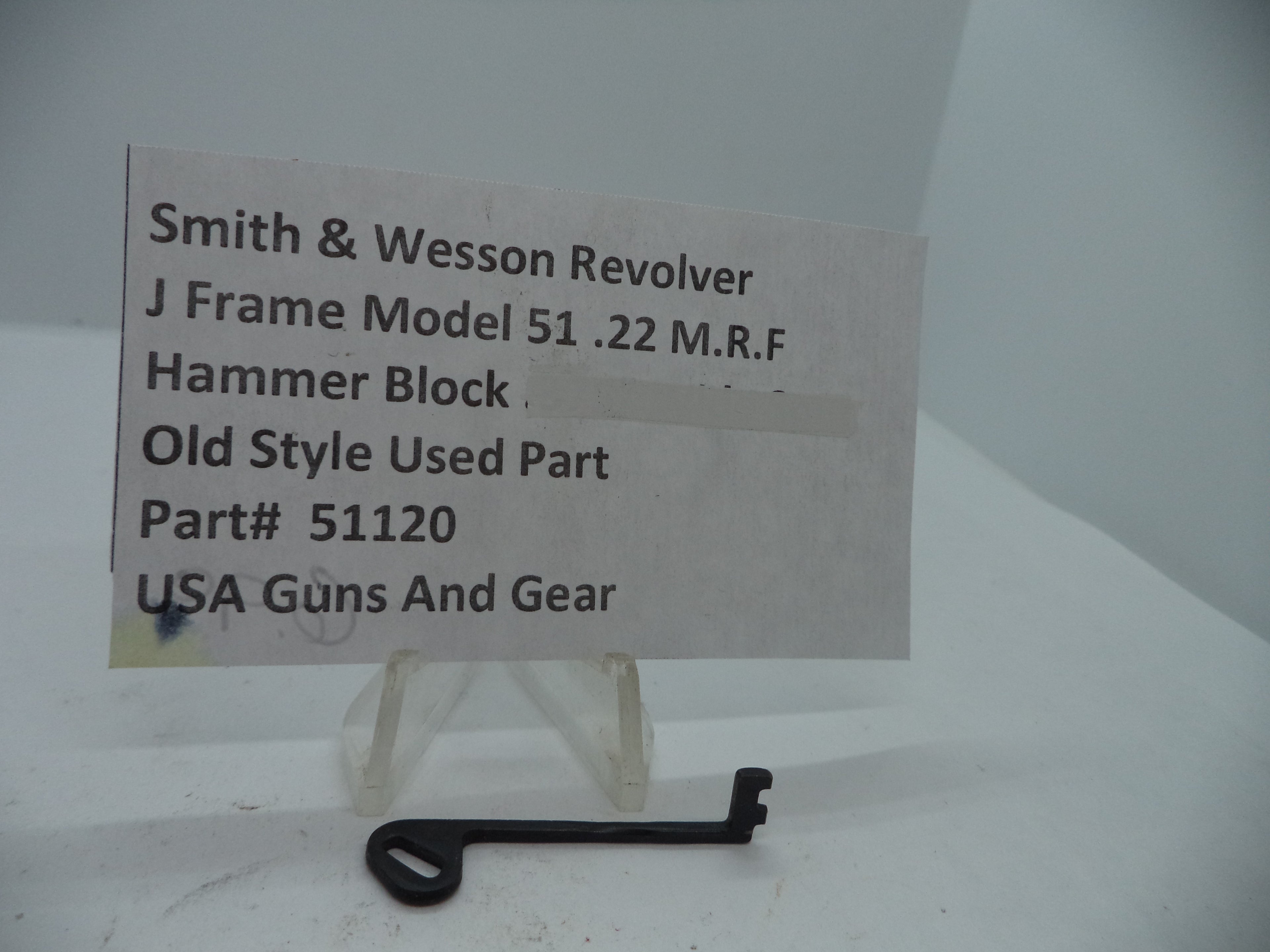 Smith & Wesson Model 51 J Frame Hammer Block .22 Magnum, Part# 51120