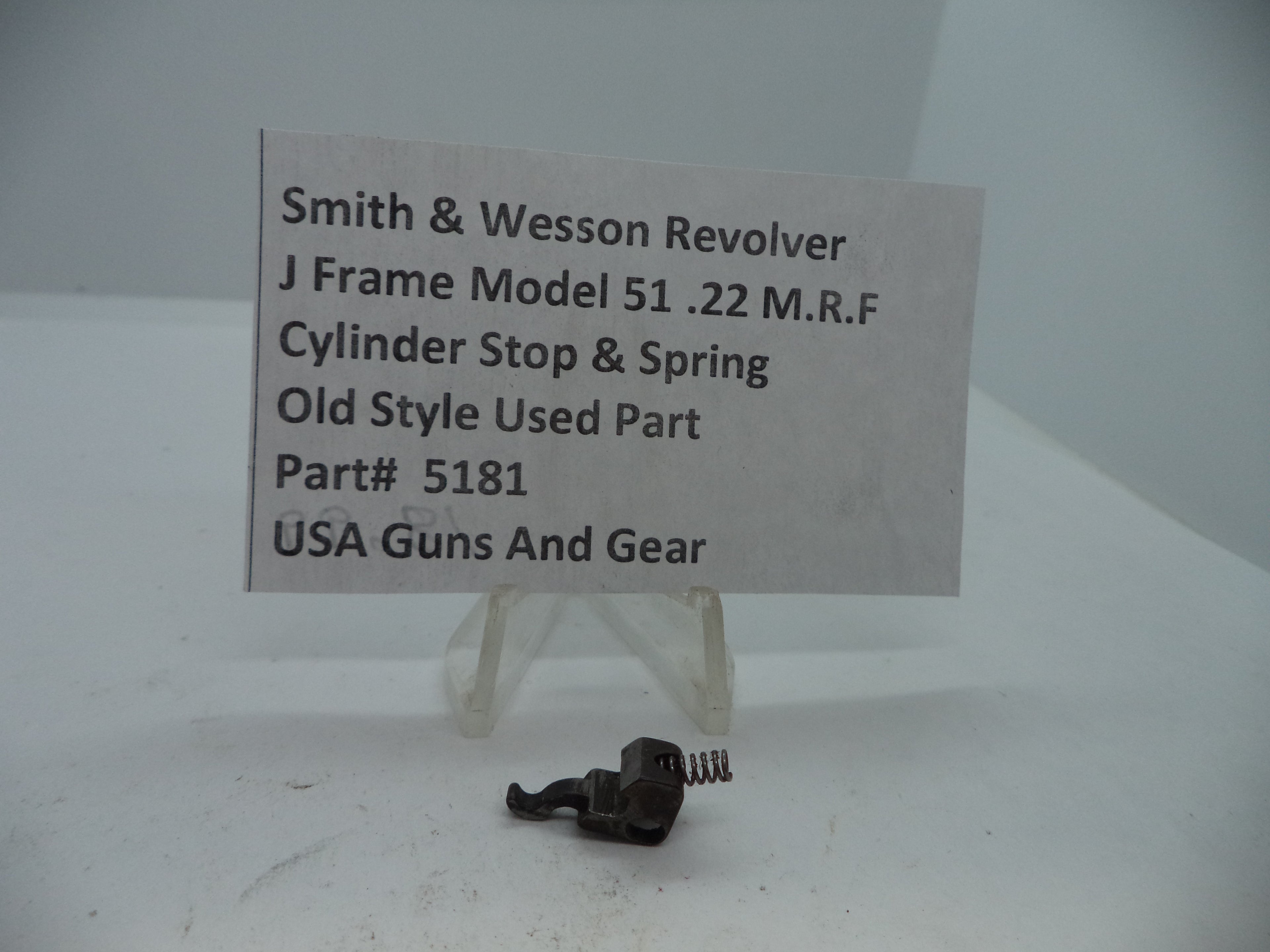 Smith & Wesson Model 51 J Frame Cylinder Stop & Spring .22 Magnum, Part# 5181